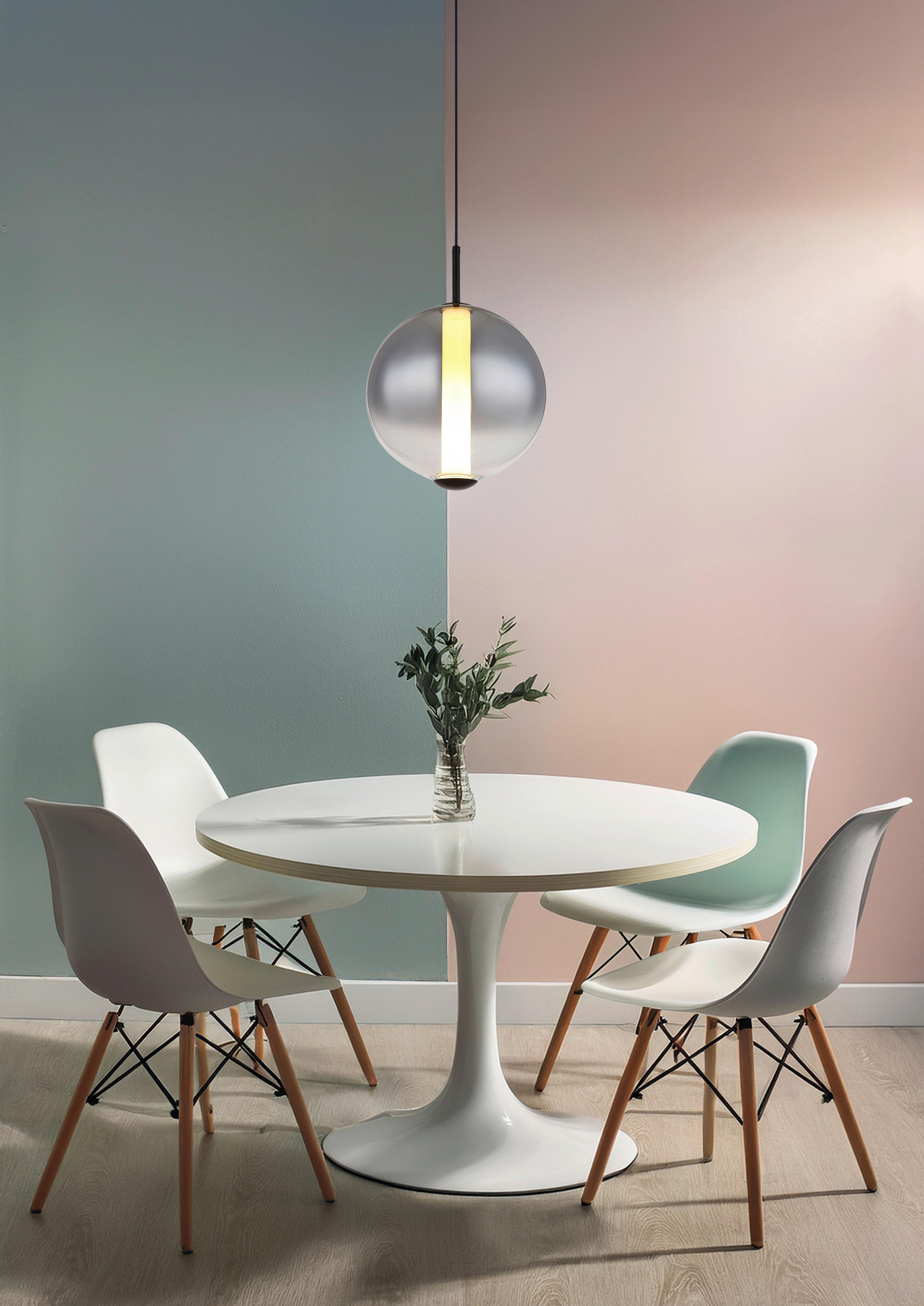 LED-HÄNGELEUCHTE 15798H LACY - Weiss/Schwarz, Konventionell, Glas/Kunststoff (25/120cm) - Globo