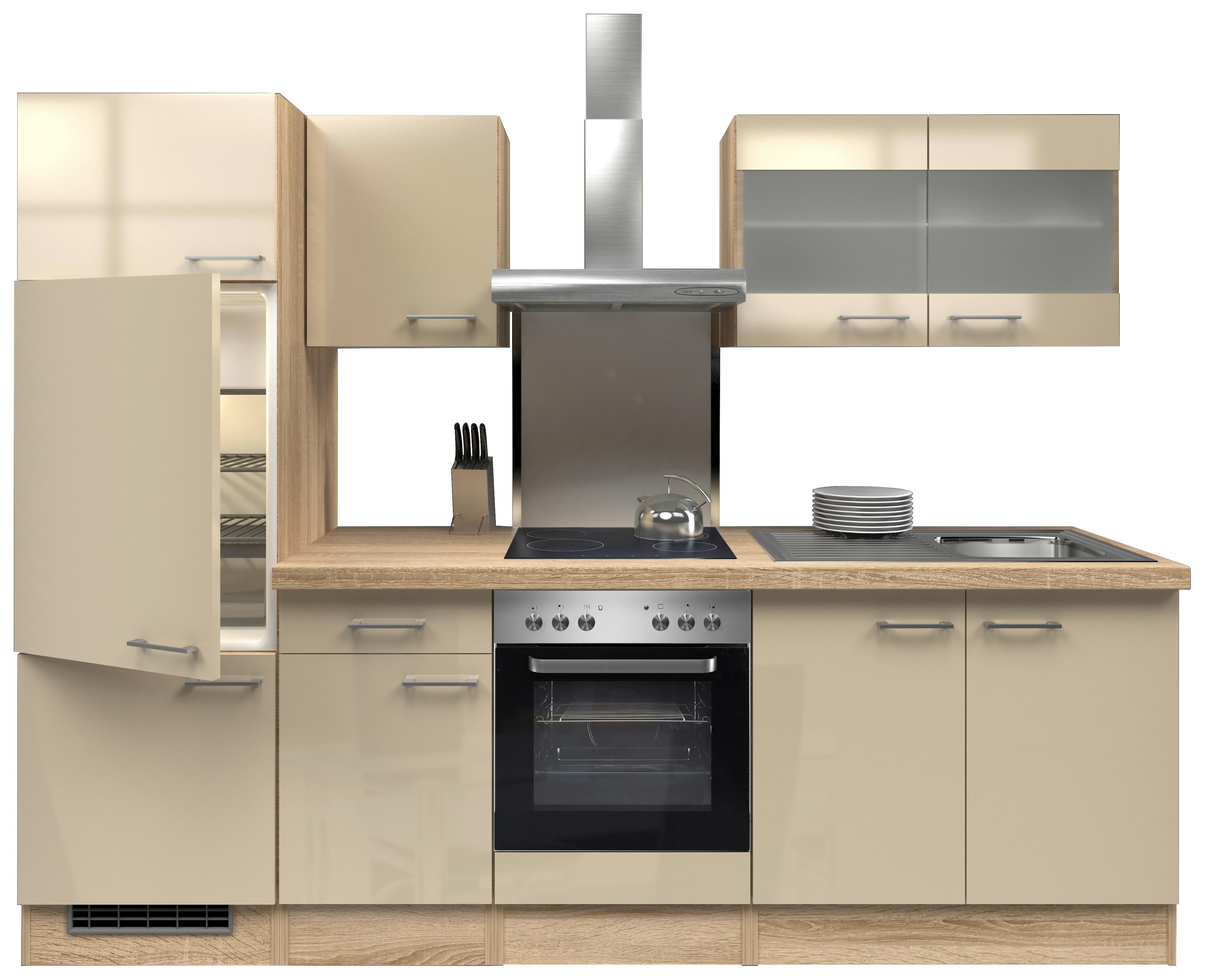 Kuhinjski Blok Z Aparati Nepal, Kašmir, Barva Bukve - barve nerjavečega jekla/kašmir, Moderno, kovina/steklo (270cm) - FlexWell