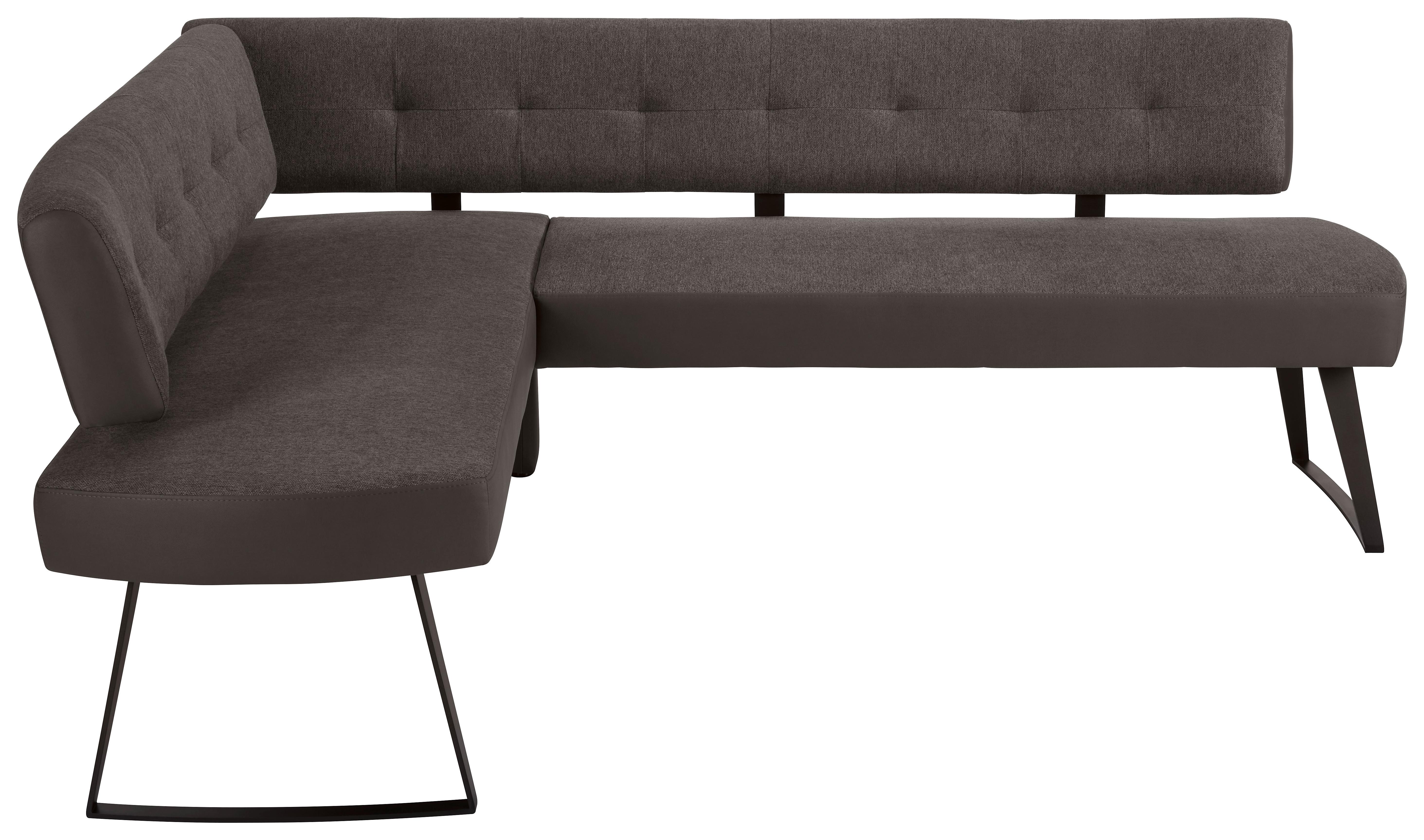 Eckbank in Dunkelgrau ca. 170x220cm - Dunkelgrau/Schwarz, Modern, Textil/Metall (170/220cm) - Premium Living