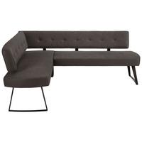 Eckbank in Dunkelgrau ca. 170x220cm - Dunkelgrau/Schwarz, Modern, Textil/Metall (170/220cm) - Premium Living