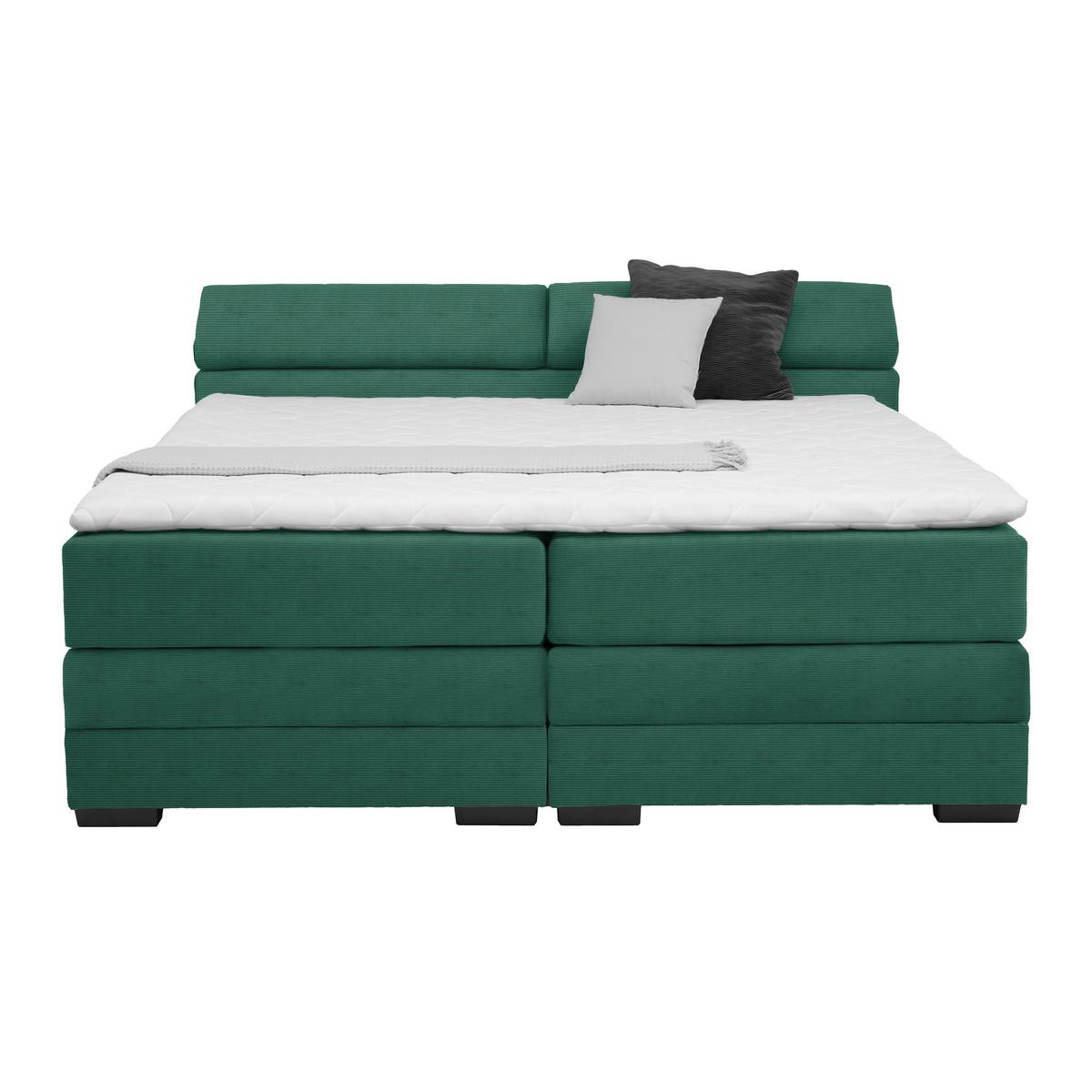 Boxspringbett Sevilla Dunkelgrün ca. 180x200cm - Dunkelgrün/Schwarz, KONVENTIONELL, Holz/Kunststoff (180/200cm) - Premium Living