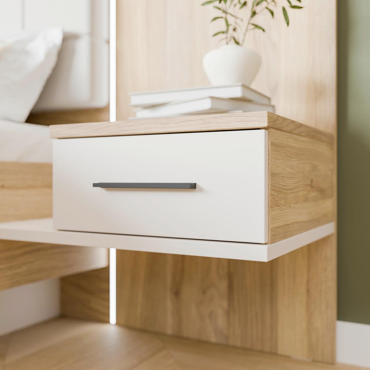 Noćni Ormarić Bellevue - siva/boje hrasta, Konvencionalno, drvni materijal/plastika (57,3/95,5/47,4cm) - Modern Living