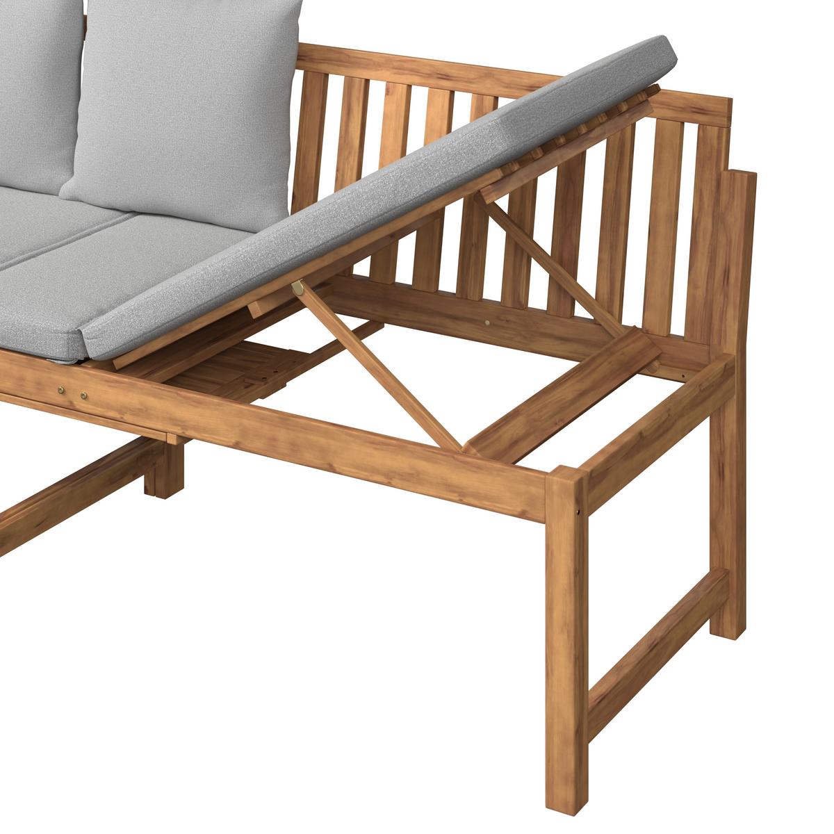 Klupa Junoa - siva/boje bagrema, Moderno, drvo/tekstil (200/75/60cm) - Bessagi Garden