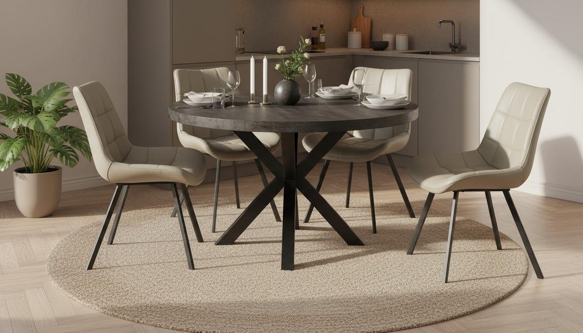 STÓŁ DO JADALNI ARUGAM - czarny, Modern, metal/drewno (130/130/76cm) - MID.YOU
