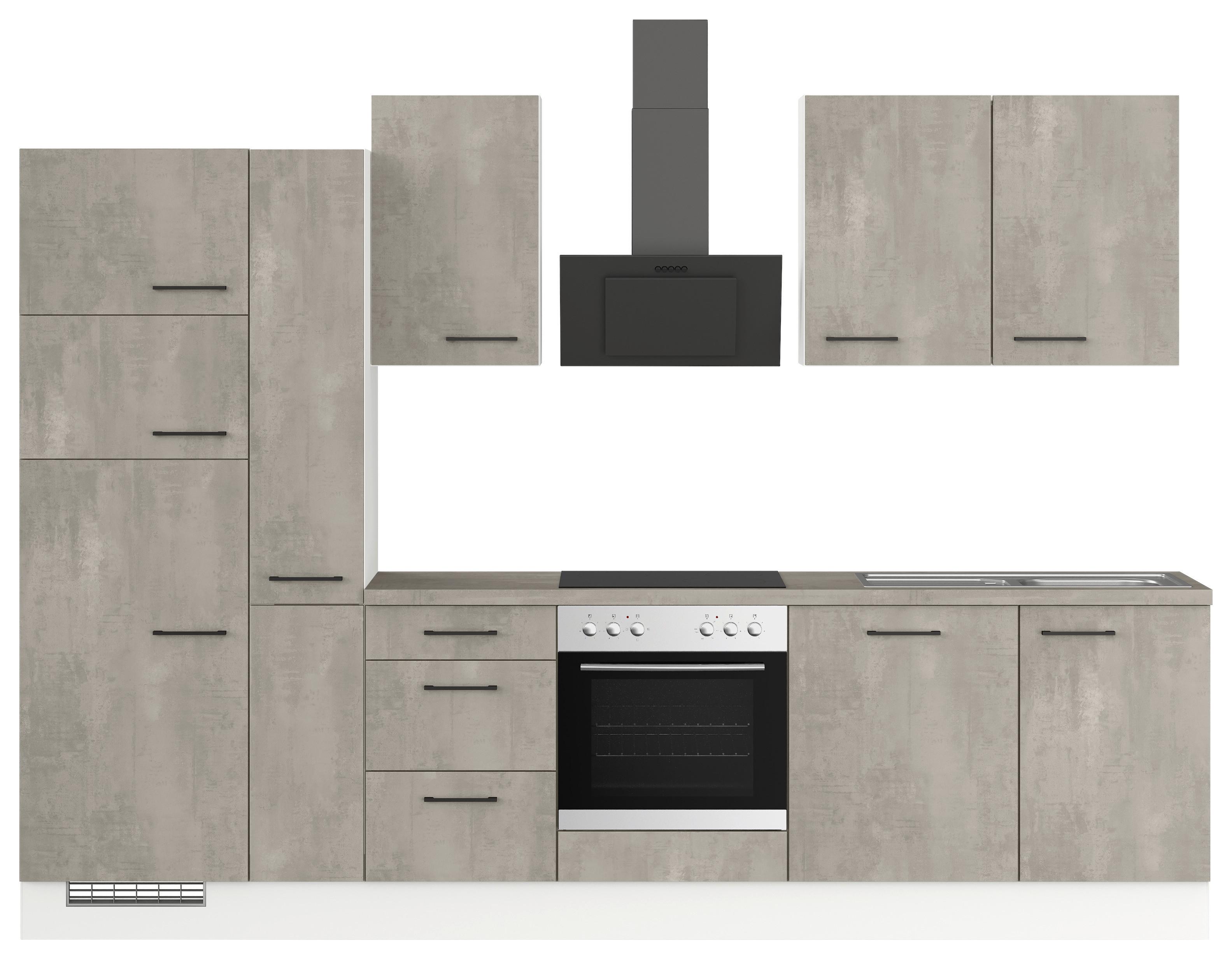 Küchenblock IBZ ohne Geräte ca. 310 cm Grau - Schwarz/Weiß, Design, Holzwerkstoff/Metall (310cm) - Impuls