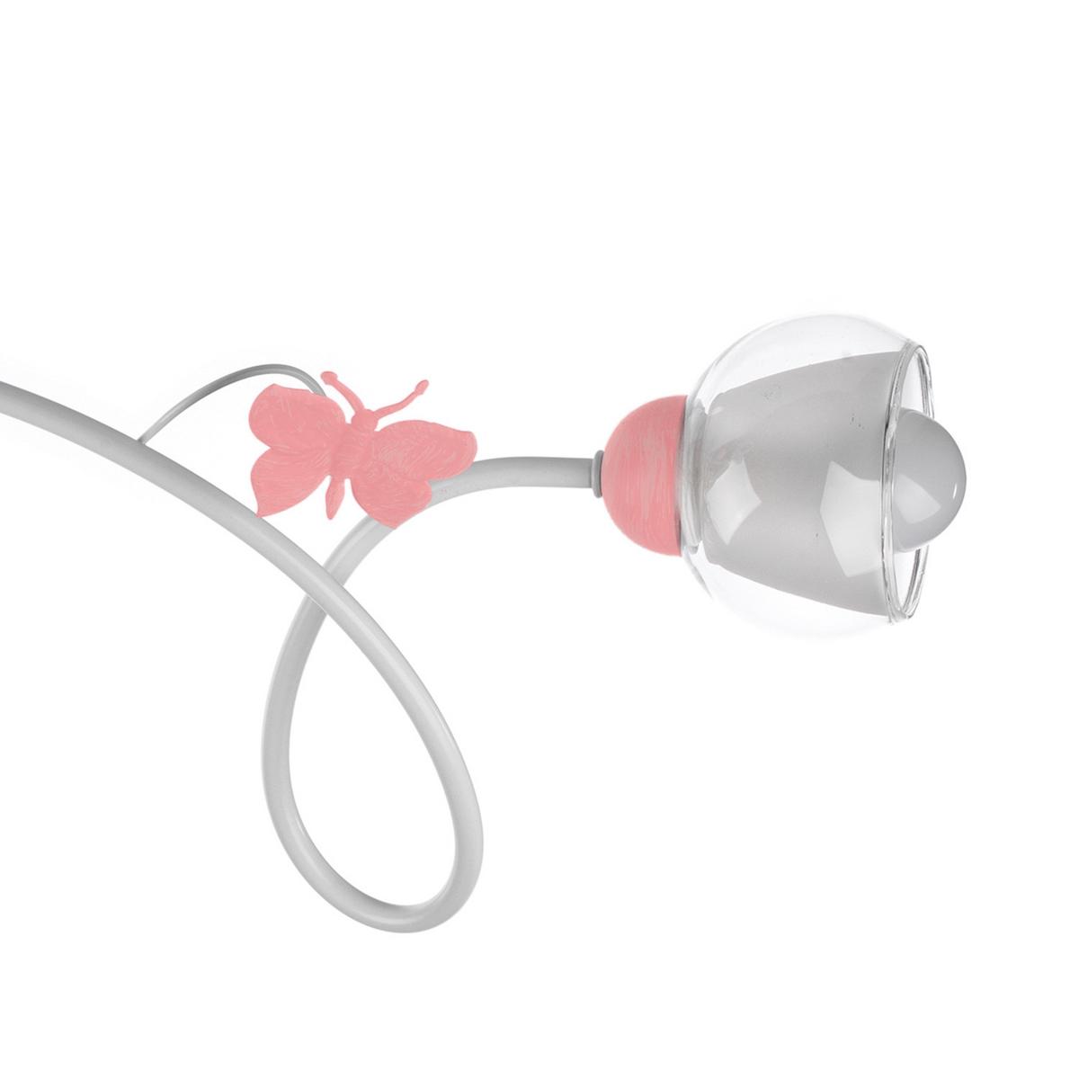 Kinderdeckenleuchte Butterfly Weiß/Pink max.6 Watt - Pink/Weiß, Basics, Glas/Metall (80/20cm)