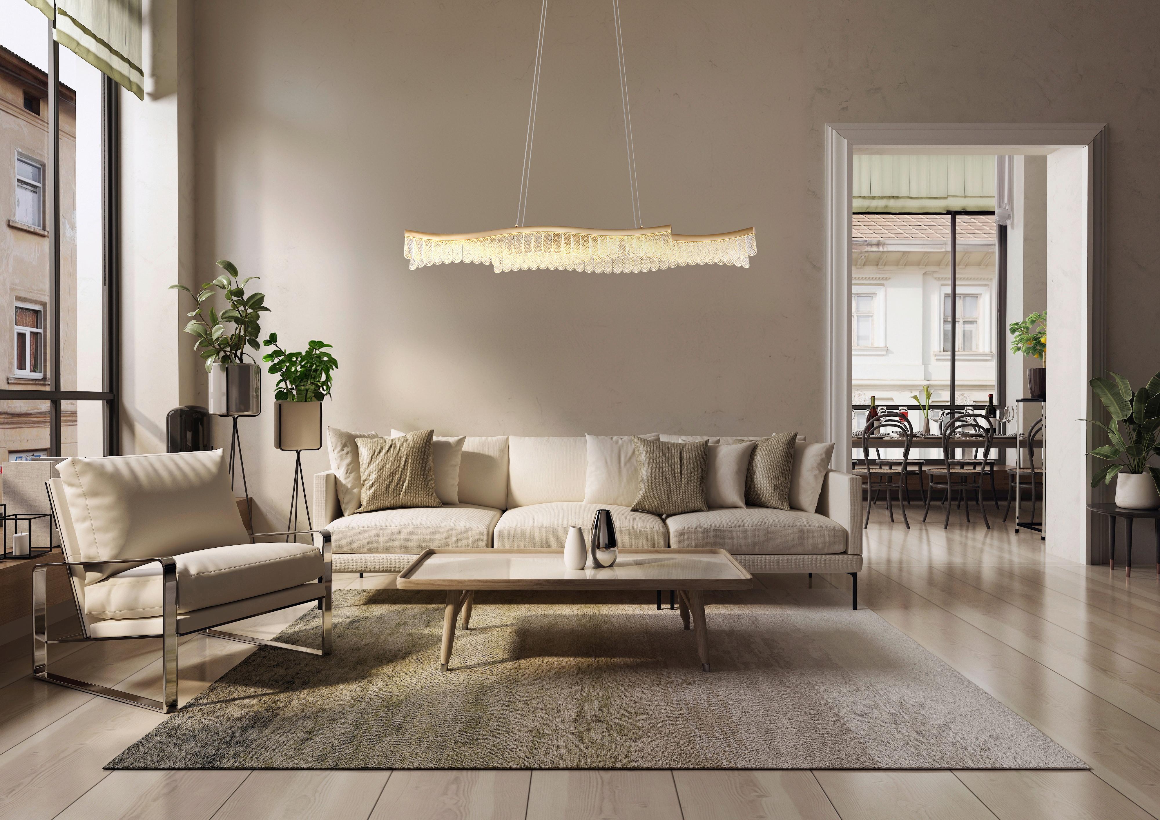 LED-HÄNGELEUCHTE 67348HG JULIET - Klar/Goldfarben, Design, Kunststoff/Metall (108/18/135cm) - Globo