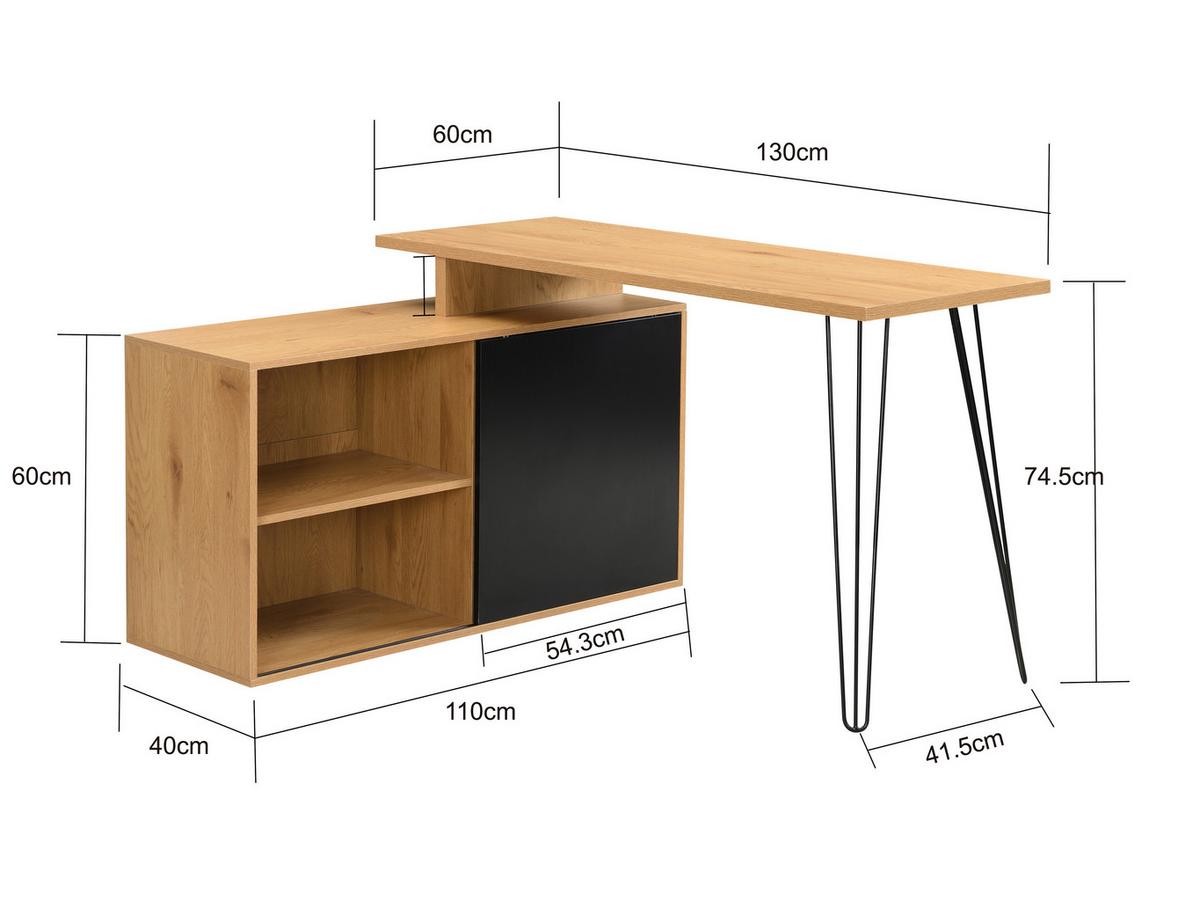 Masă De Birou Pe Colț Wl7.631 - maro/negru, Design, metal/material pe bază de lemn (130/110/74,5cm) - Livetastic