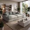 BIG SOFFA ELEONORA - ljusgrå/svart, Modern, trä/textil (250/97/168cm) - Bessagi Home