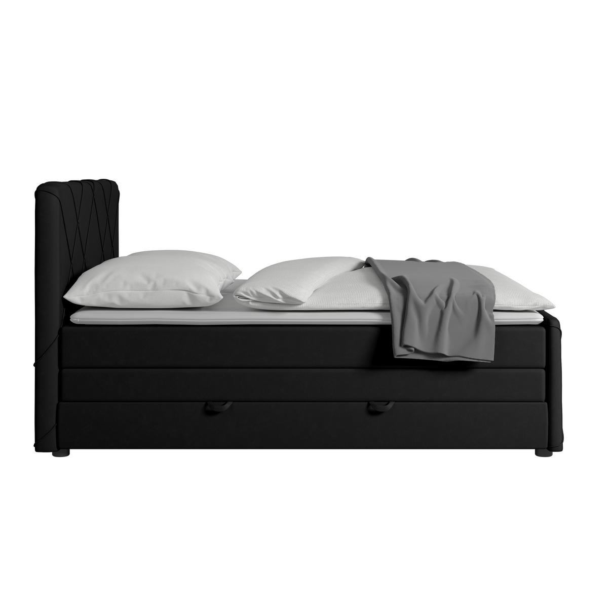 Boxspringbett Cordoba ca. 180x200 cm Schwarz - Schwarz, MODERN, Holz/Textil (180/200cm) - MID.YOU