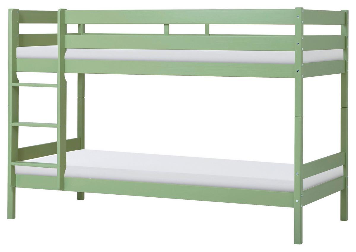 Etagenbett ECO COMFORT Grün Echtholz vollmassiv - Naturfarben/Grün, MODERN, Holz (90/200cm) - MID.YOU
