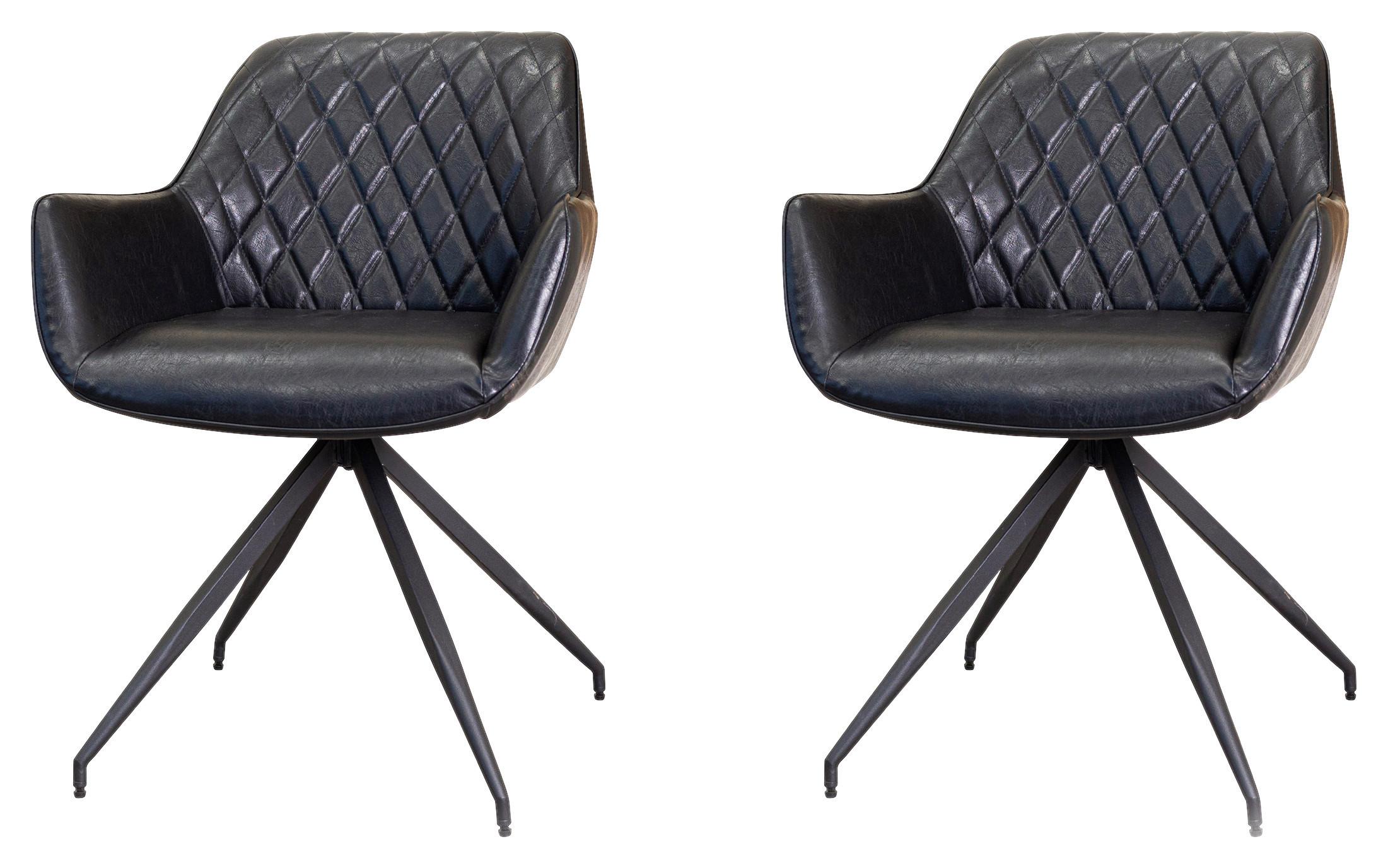 ARMLEHNSTUHL-SET GABI - Schwarz, KONVENTIONELL, Textil/Metall (62/82/61cm) - MID.YOU