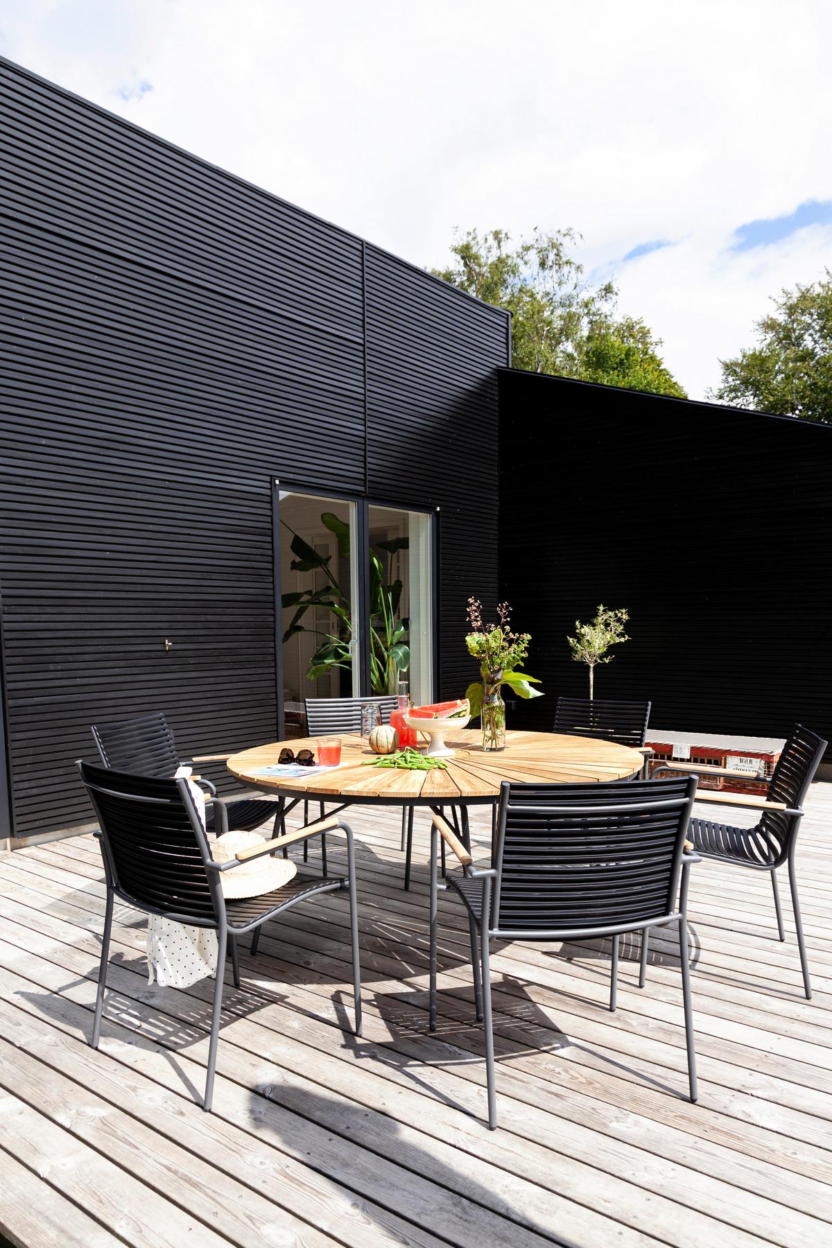 Stapelstuhl Mood Classic Anthrazit/Teakholz - Anthrazit/Schwarz, KONVENTIONELL, Holz/Kunststoff (60/84/56cm) - Gardenson