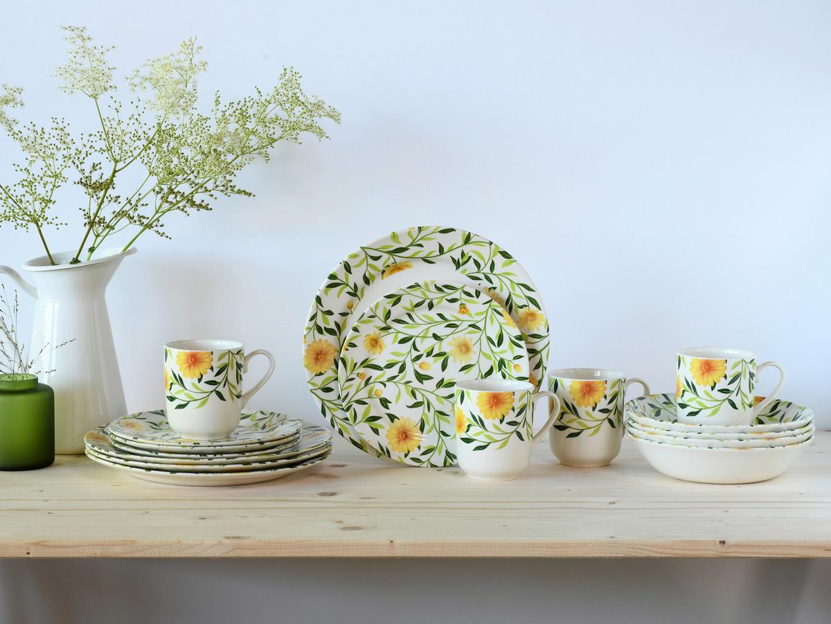 Kombinirani Servis Amarilla, 16-Delni - zelena/bela, Basics, keramika - Creatable