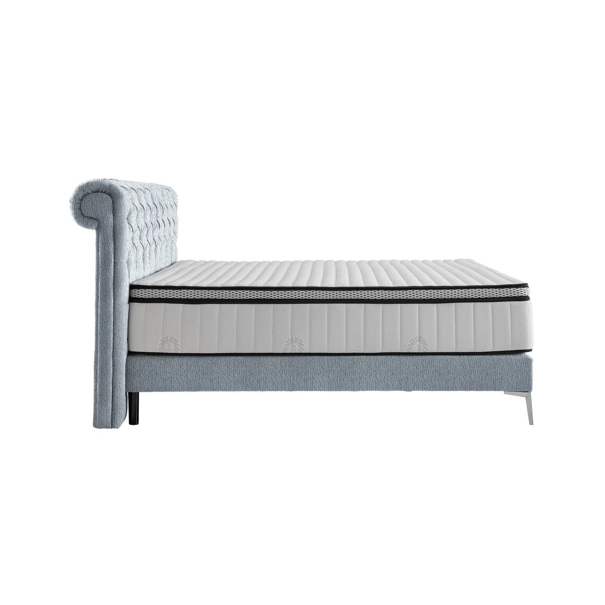 Boxspringbett Queen in Greige ca. 180x200cm - Chromfarben/Greige, KONVENTIONELL, Textil (180/200cm) - Premium Living