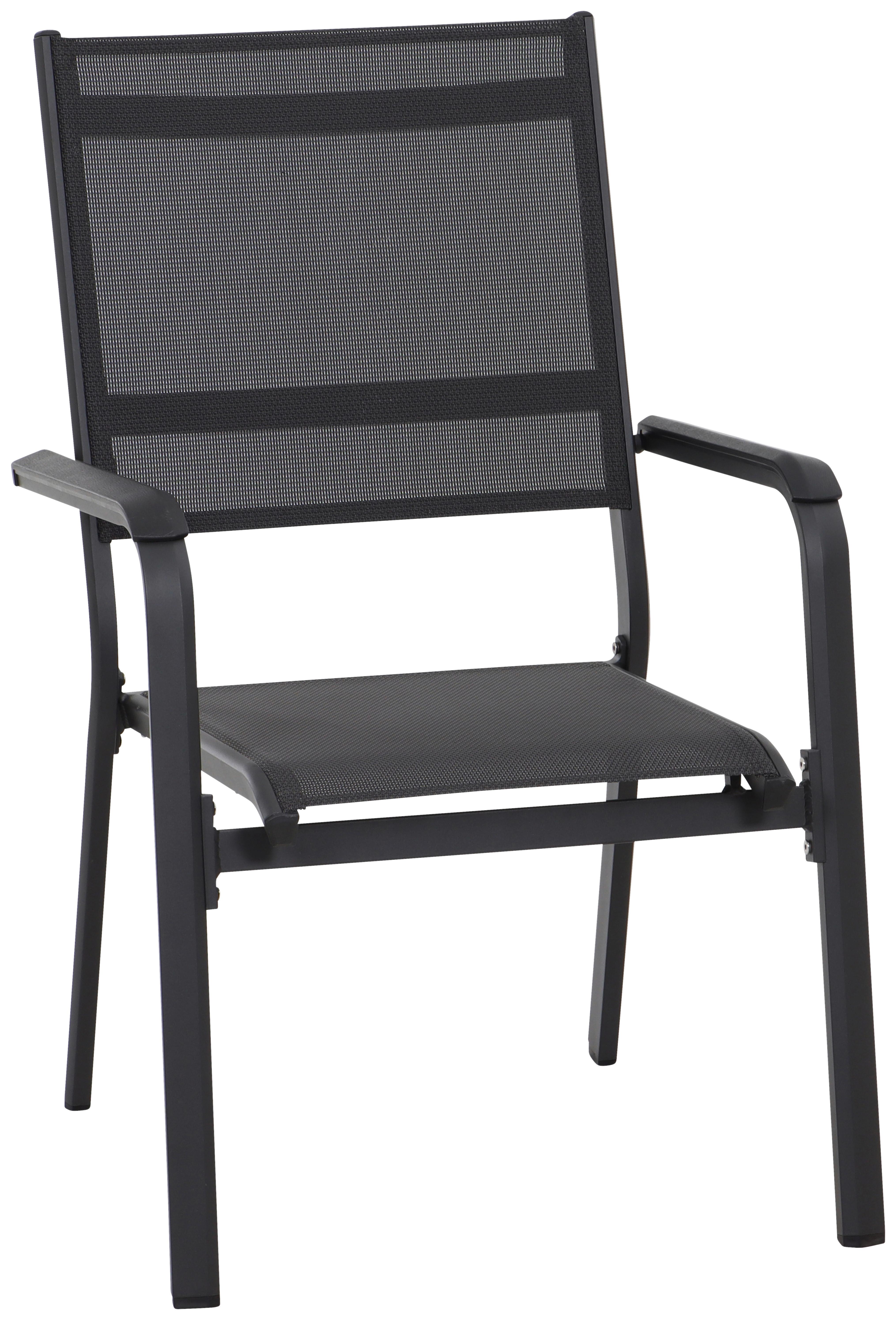 Gartensessel stapelbar Tesoro Aluminium/Textil - Anthrazit/Schwarz, KONVENTIONELL, Kunststoff/Textil (63/97/67cm) - Siena Garden