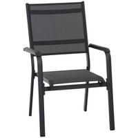 Gartensessel stapelbar Tesoro Aluminium/Textil - Anthrazit/Schwarz, KONVENTIONELL, Kunststoff/Textil (63/97/67cm) - Siena Garden