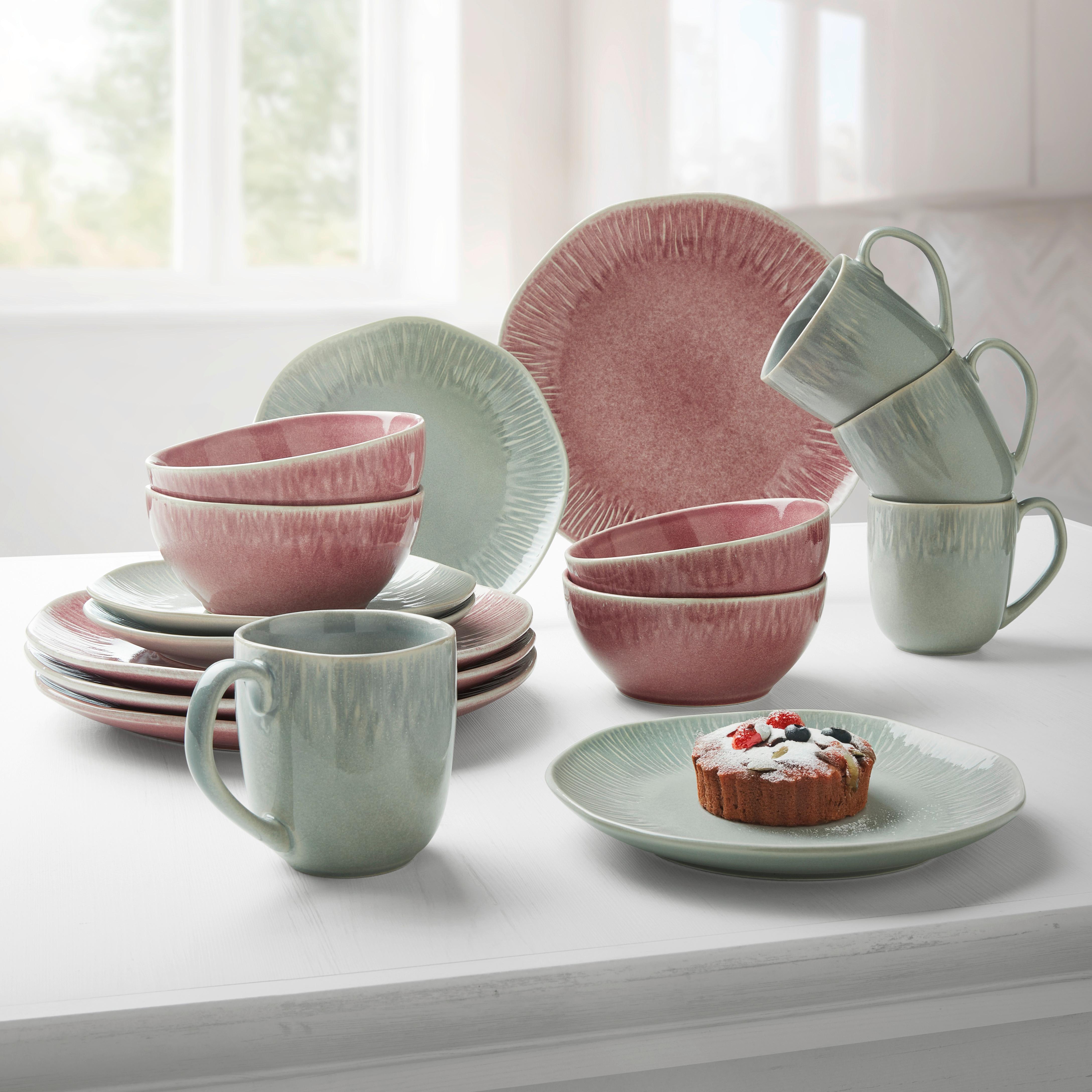 Kombiservice Betty Grau/Rosa, 16-teilig - Rosa/Grau, MODERN, Keramik - Mömax