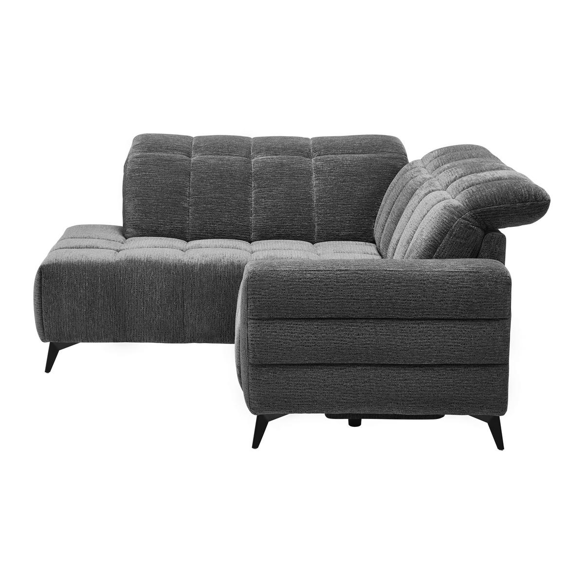 Wohnlandschaft Paris Dunkelgrau ca. 215x85x182cm - Dunkelgrau/Schwarz, KONVENTIONELL, Holz/Textil (215/85/182cm) - Mömax