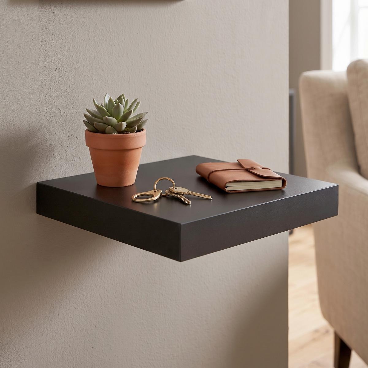 Falipolc Fekete 23,5cm Széles Simple - fekete, Modern, faalapú anyag (23,5/3,8/23,5cm)