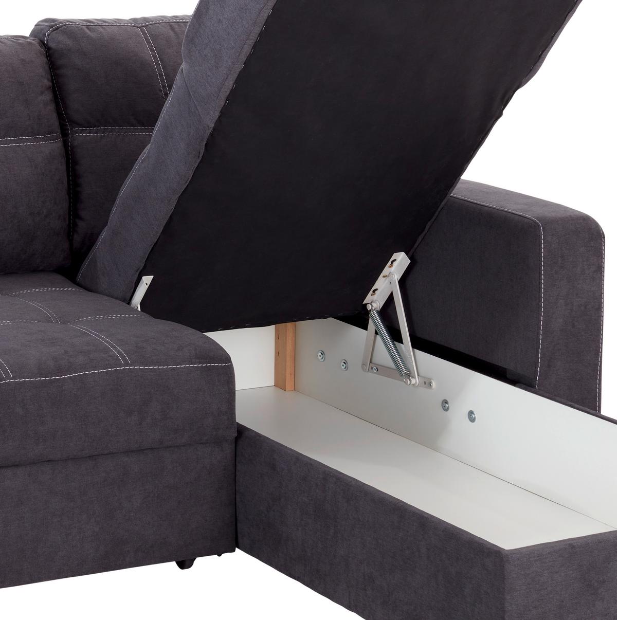 Sedežna Garnitura Mediolan, Z Ležiščem - temno siva/črna, Design, umetna masa/tekstil (240/160cm) - Mömax