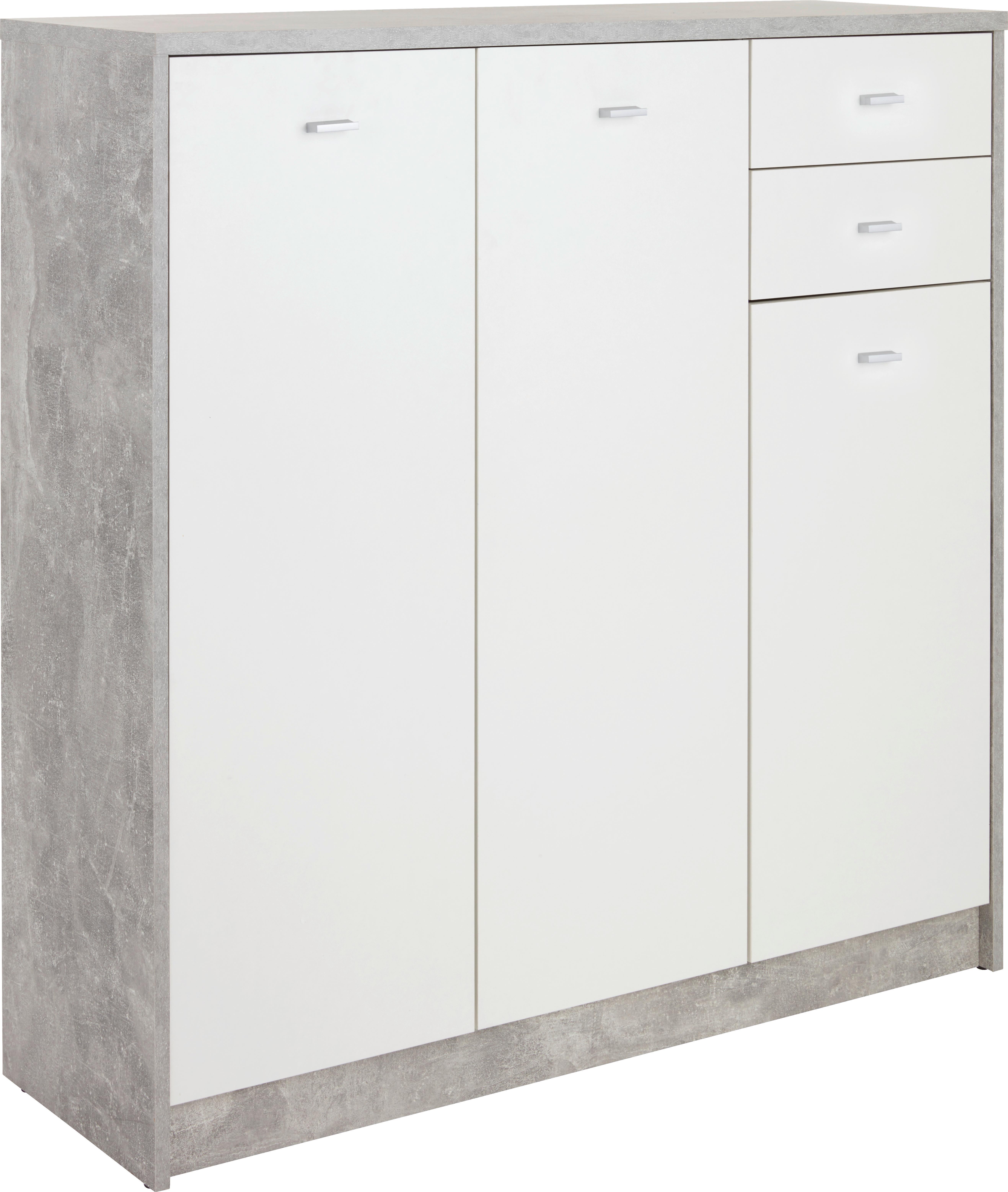 KOMODA 4-YOU NEW YUK09 - chromowy/biały, Modern, materiał drewnopochodny/tworzywo sztuczne (109,1/111,4/34,6cm)