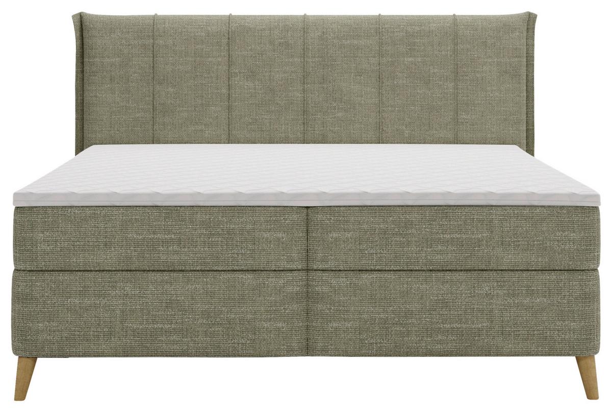 Boxbett Veloria Grün ca. 160x200cm - Schwarz/Grün, KONVENTIONELL, Textil/Metall (160/200cm) - Based