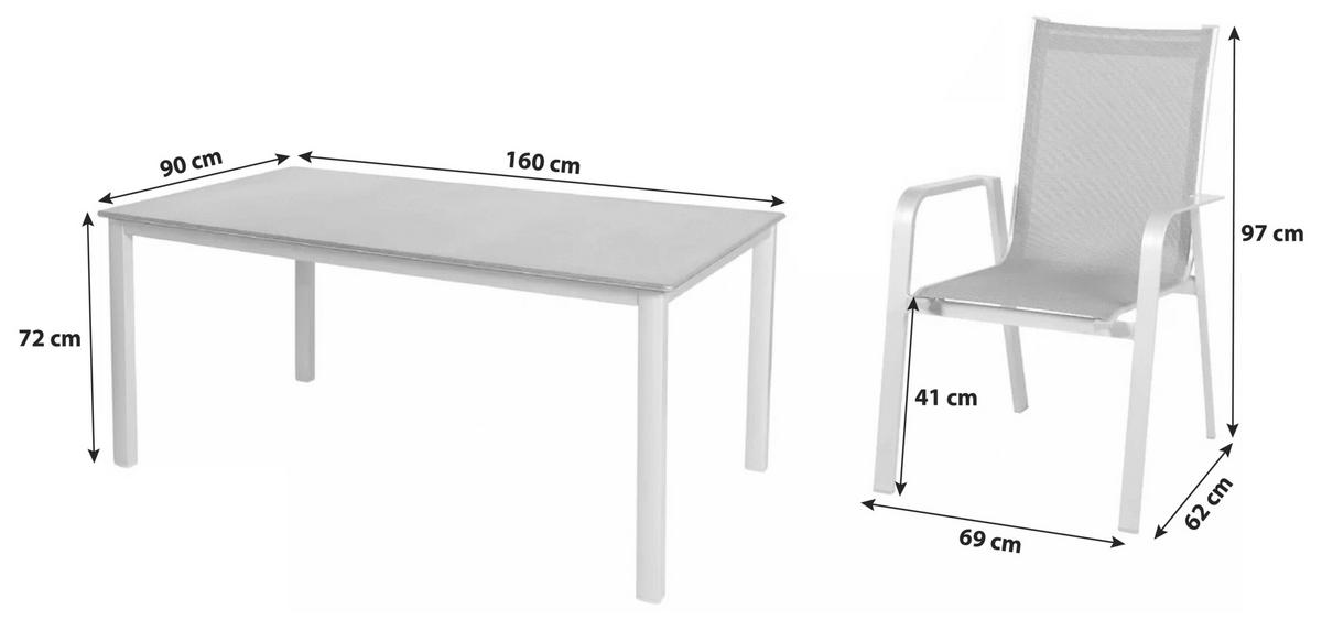 Vrtna Ganitura Urban, Siva - platinaste barve/temno siva, Basics, kovina/tekstil (160/90/72cm) - Acamp