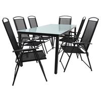 Gartentischgruppe Anthrazit 7-teilig - Anthrazit, Basics, Glas/Textil - Gardenson