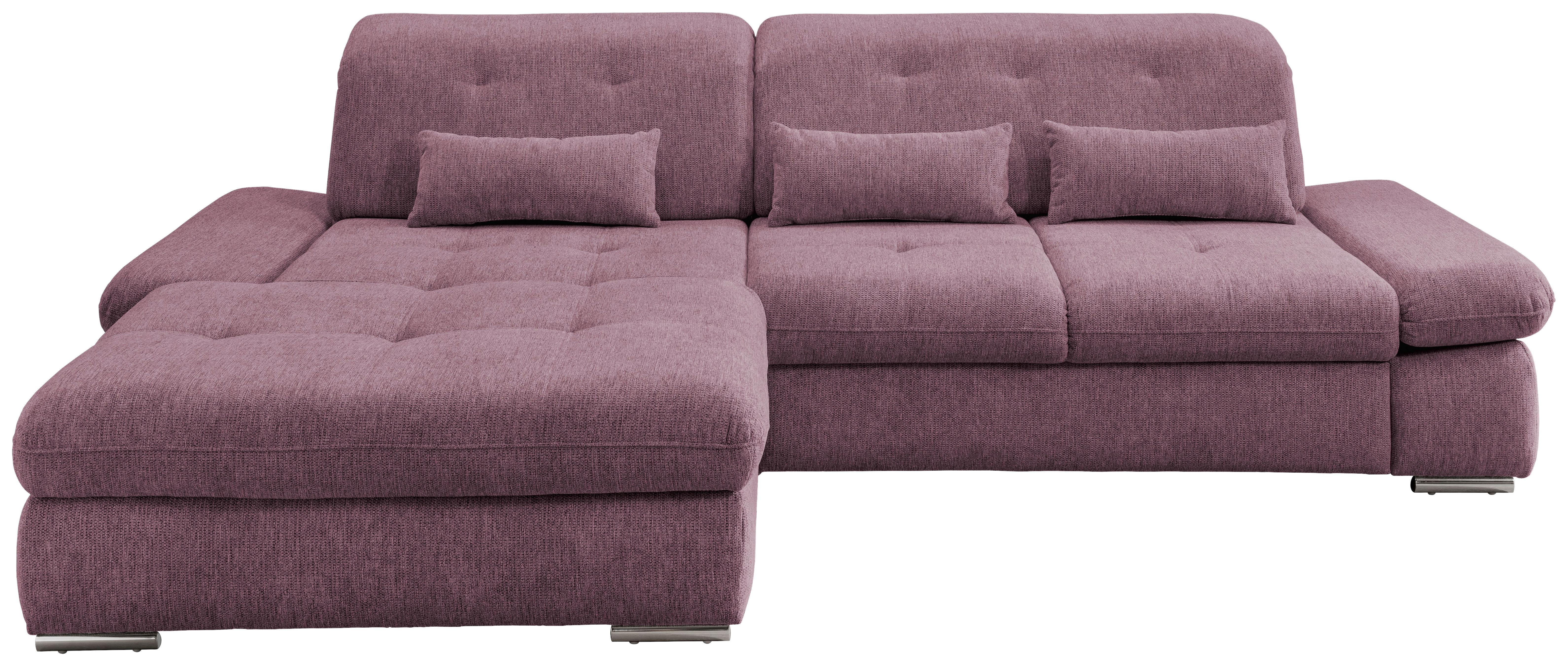 Wohnlandschaft Dalida Brombeere Chenille - Chromfarben/Brombeere, Design, Textil/Metall (196/300cm) - Livetastic
