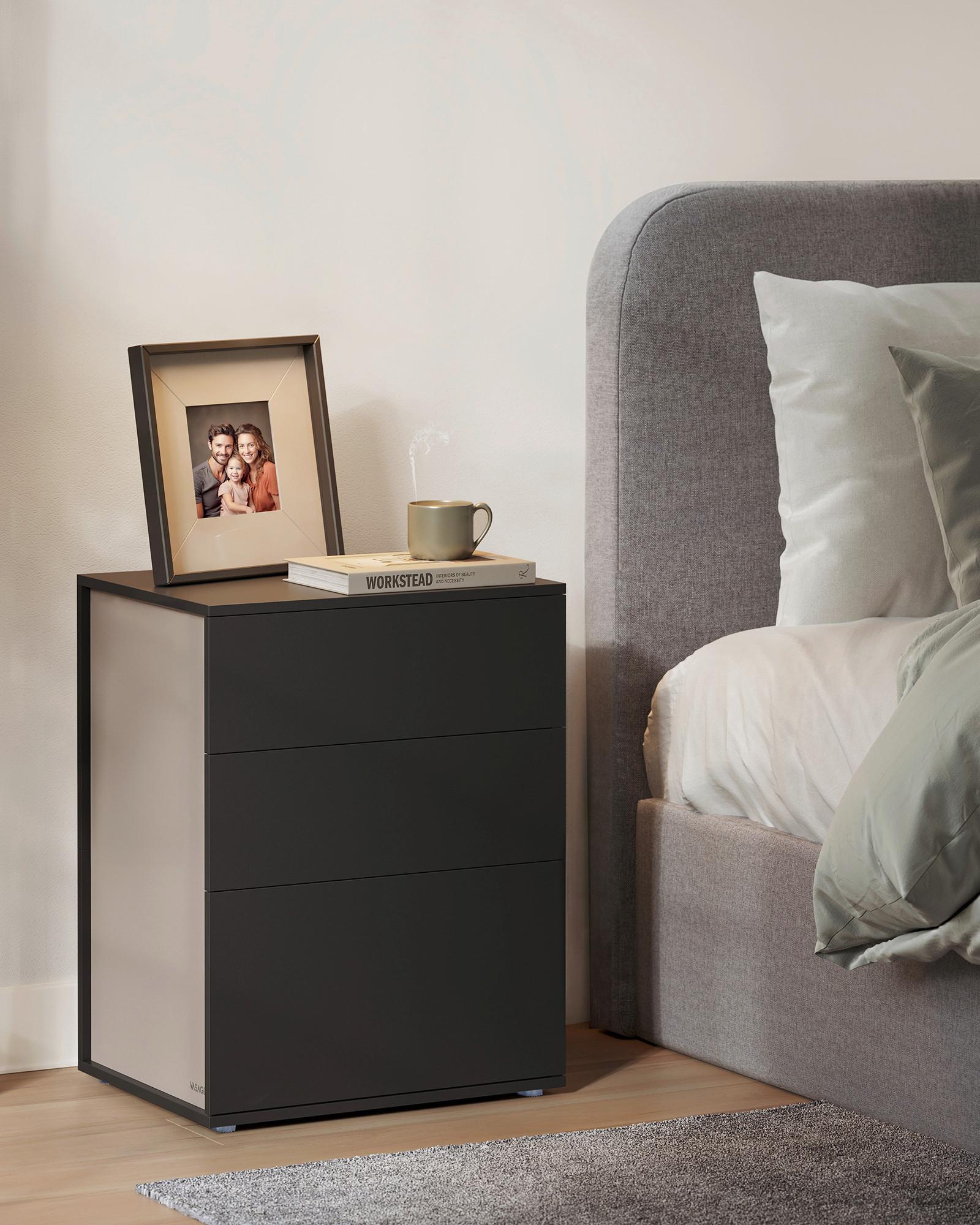 NACHTTISCH NIGHTSTAND - Beige/Schwarz, MODERN, Holzwerkstoff (45/58,7/35cm) - MID.YOU