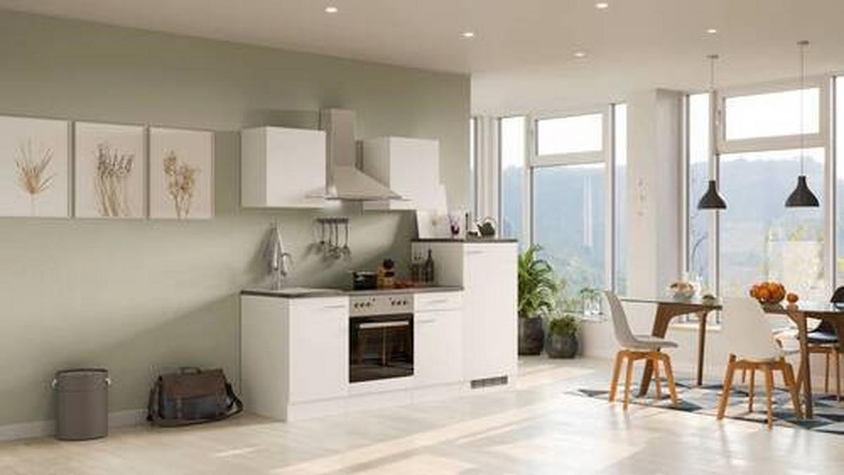 Kuhinjski Blok Z Aparati Lucca, Bela - bela/barve aluminija, Moderno, umetna masa/leseni material (220,5cm) - FlexWell