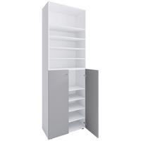 Schuhschrank LONA Grau/Weiß ca. 70x220x40 cm - Silberfarben/Schwarz, Design, Holzwerkstoff/Kunststoff (70/220/40cm) - MID.YOU