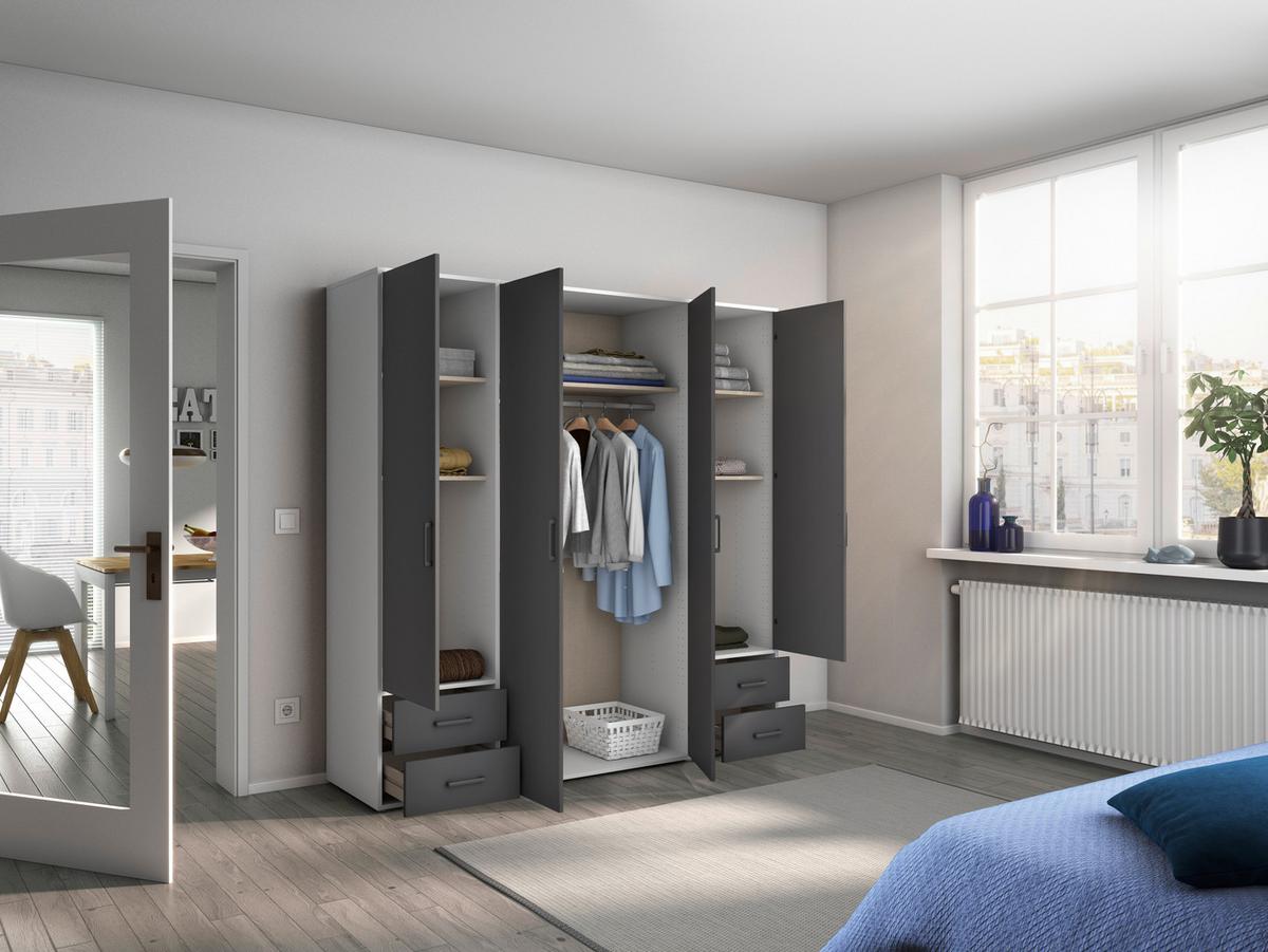 DULAP USI ROTATIVE VOYAGER - alb/gri, Modern, material pe bază de lemn (187/194/53cm) - Modern Living