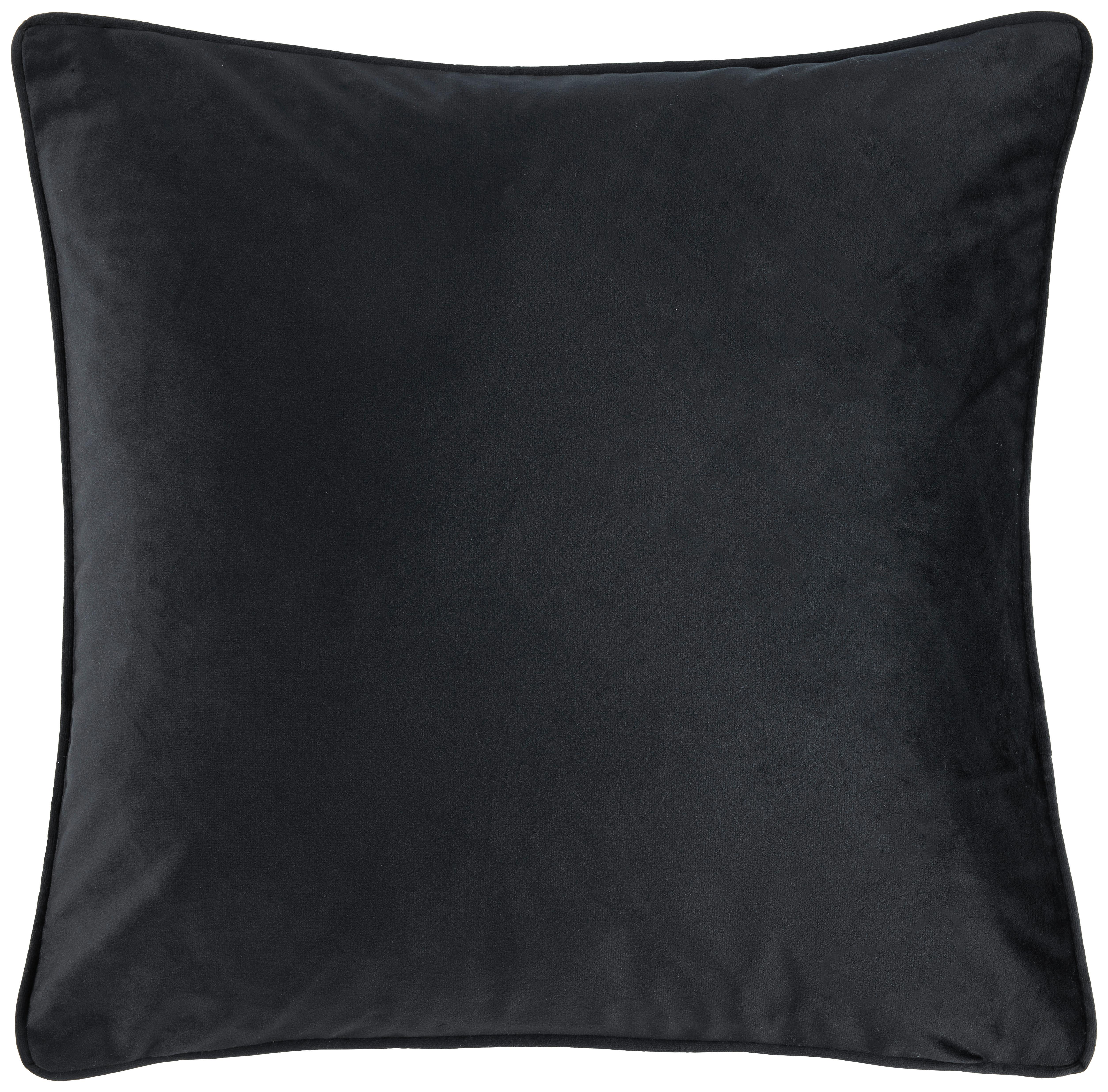 Zierkissen Viola in Schwarz ca. 45x45cm - Schwarz, ROMANTIK / LANDHAUS, Textil (45/45cm) - Modern Living
