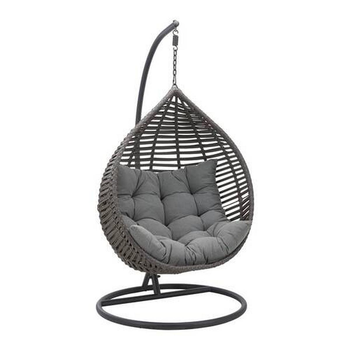 Fotoliu suspendat Nancy - gri închis/negru, Modern, plastic/metal (105/196/120cm) - Bessagi Garden