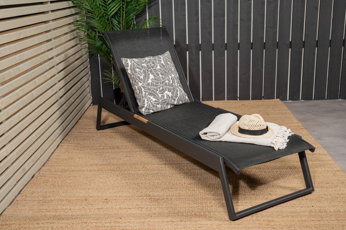 Sonnenliege Mexico ca. 60x35x200 Schwarz - Schwarz, KONVENTIONELL, Metall (60/35/200cm) - Gardenson