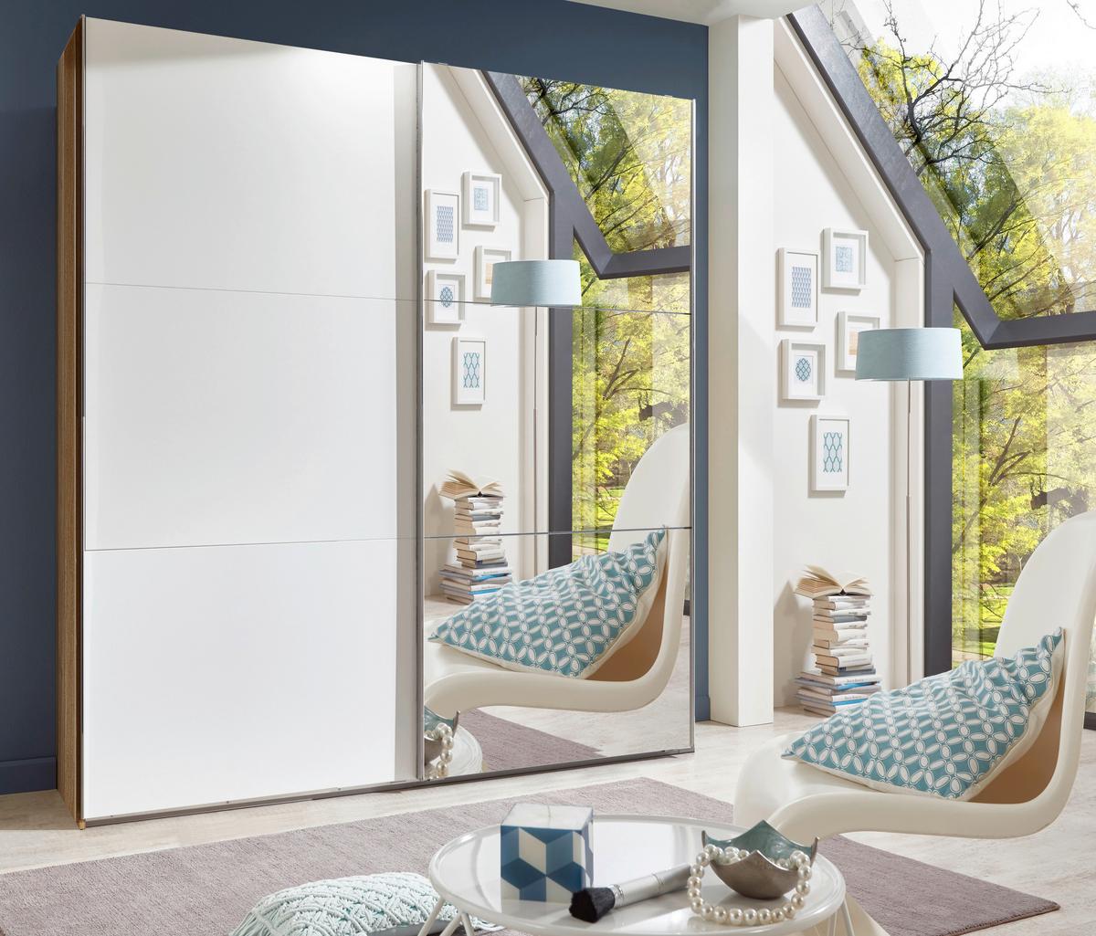 Ormar S Kliznim Vratima Level 36 A - bijela/boje hrasta, Moderno, drvni materijal/metal (200/236/65cm) - Modern Living
