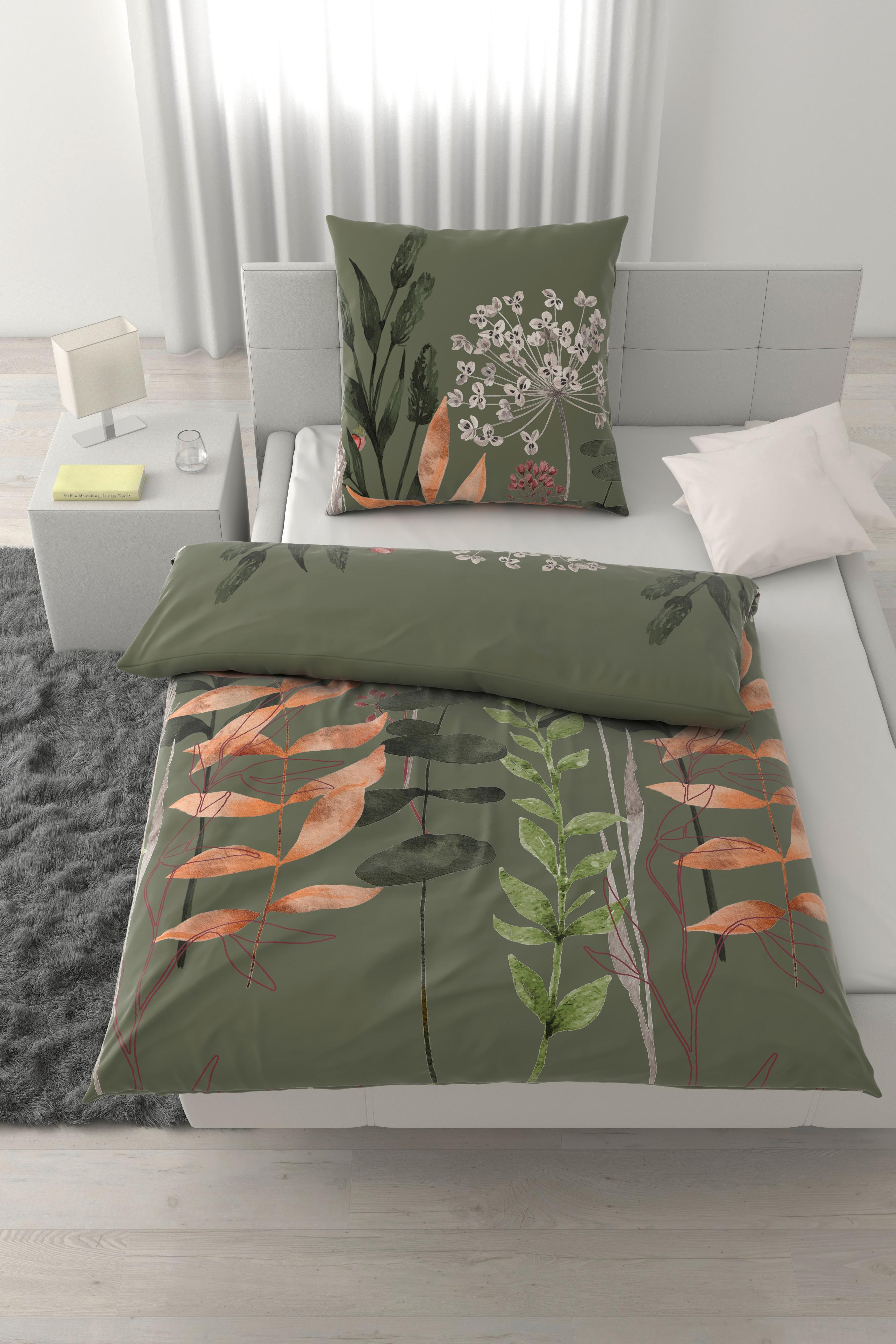 Bettwäsche Leavi XL Grün ca. 155x220cm - Grün, MODERN, Textil (155/220cm) - Mömax