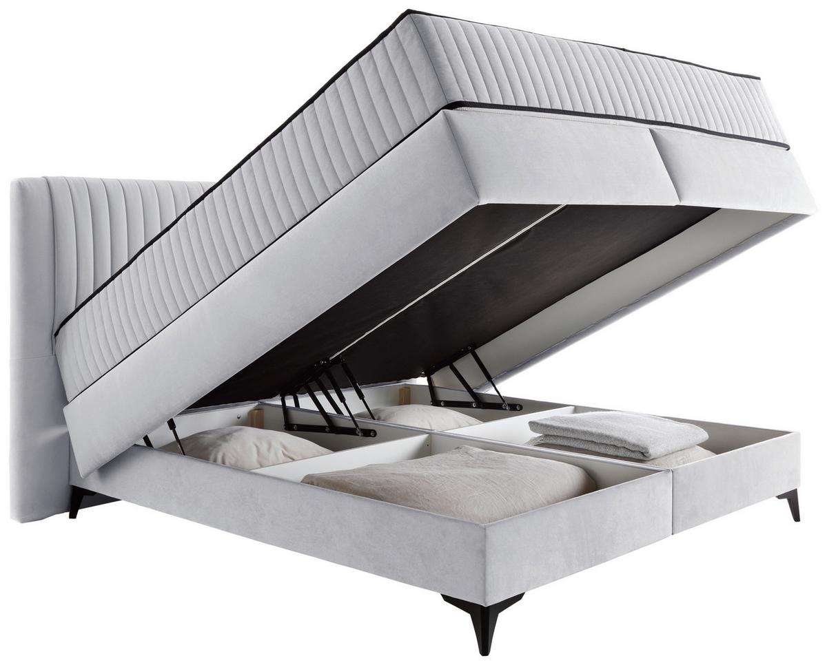 PAT BOX DREAM - gri deschis, Modern, lemn/textil (140/200cm) - Premium Living