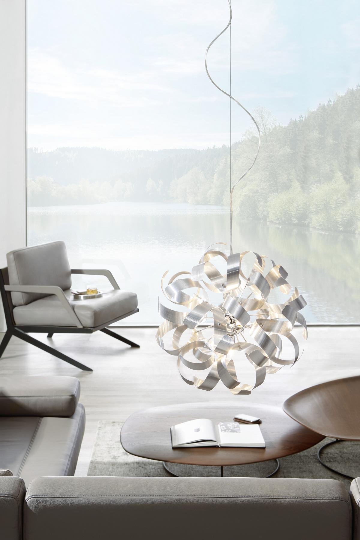 LAMPA WISZĄCA CURLY II - kolor chromowy, Lifestyle, metal (40/320cm) - Ambiente