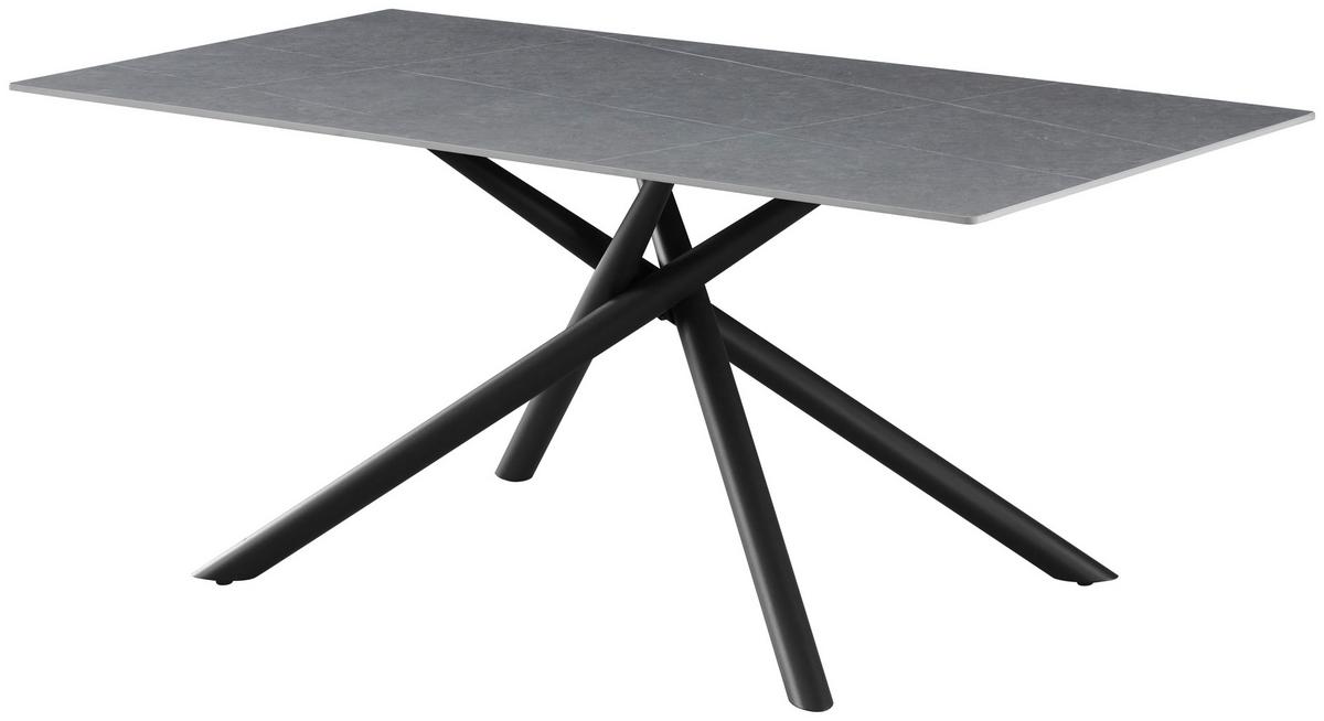 Jedilna Miza Lior, Siva, 180x90 - siva/črna, Konvencionalno, kovina/keramika (180/90/76cm) - MID.YOU