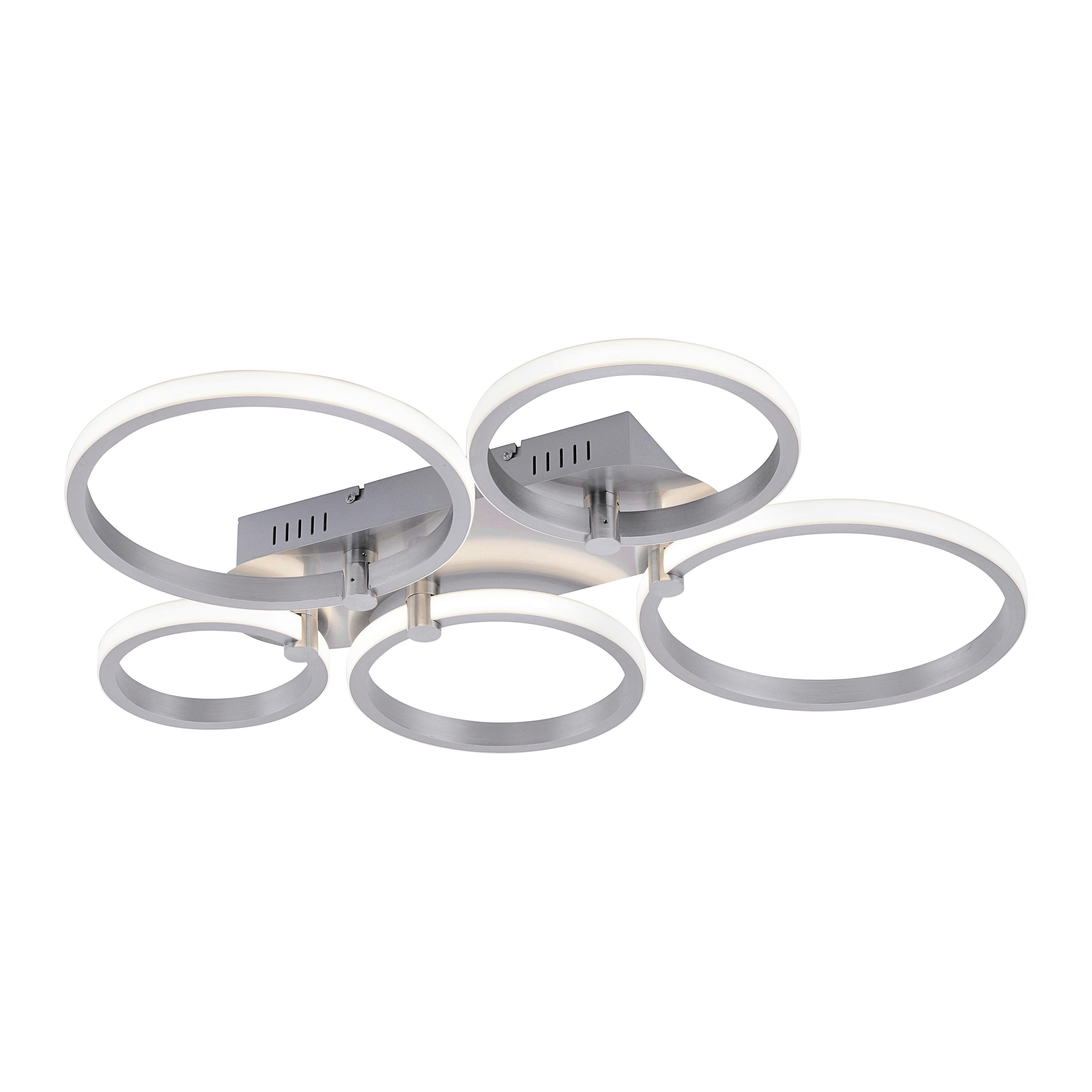 LED-Deckenleuchte in Silber max. 23 Watt - Silberfarben, Design, Metall (66/55/8,5cm)