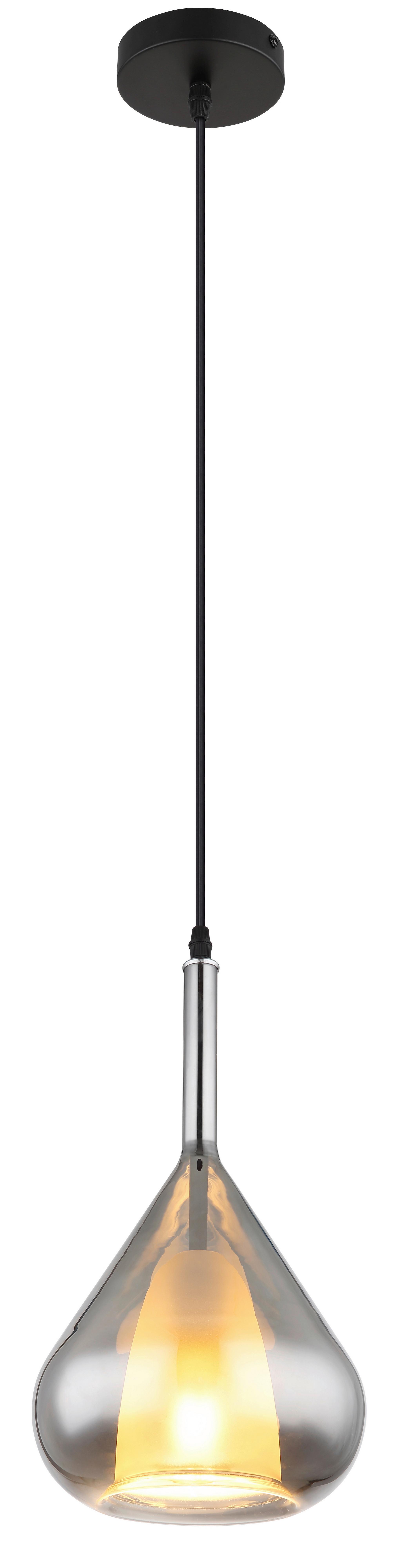 Hängeleuchte Greeky Grau/Schwarz max. 60 Watt - Schwarz/Grau, Design, Glas/Metall (20/150cm) - Globo