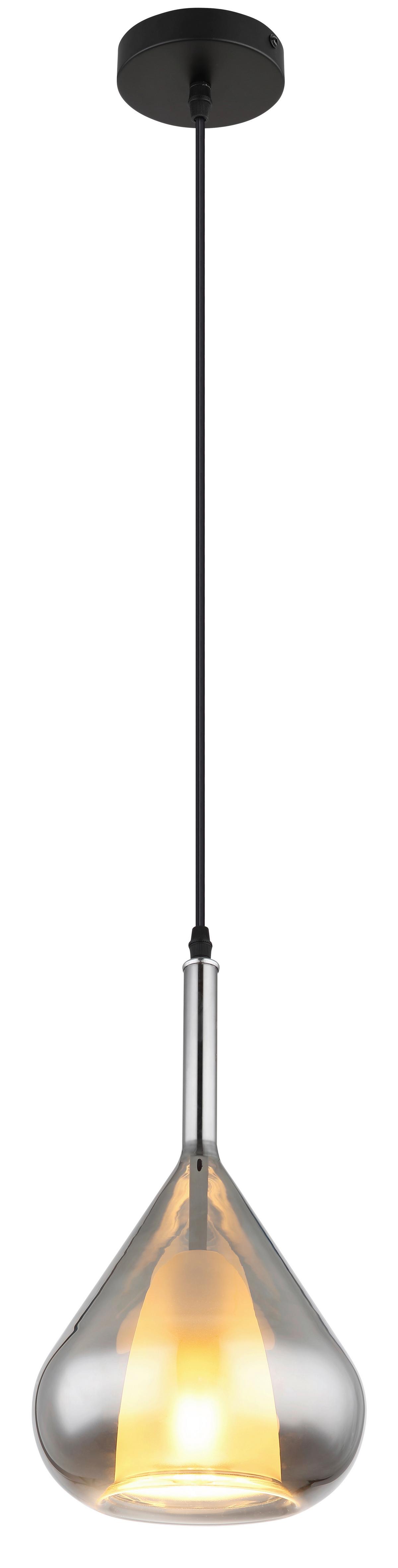 Hängeleuchte Greeky Grau/Schwarz max. 60 Watt - Schwarz/Grau, Design, Glas/Metall (20/150cm) - Globo