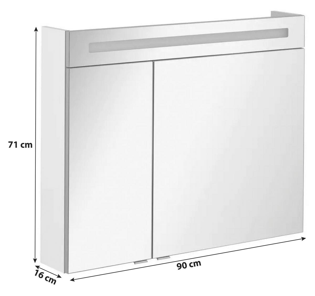 Spiegelschrank B. Clever mit LED 2-türig ca. 90x71 cm Weiß - Alufarben/Weiß, MODERN, Glas/Holzwerkstoff (90/71/16cm) - MID.YOU