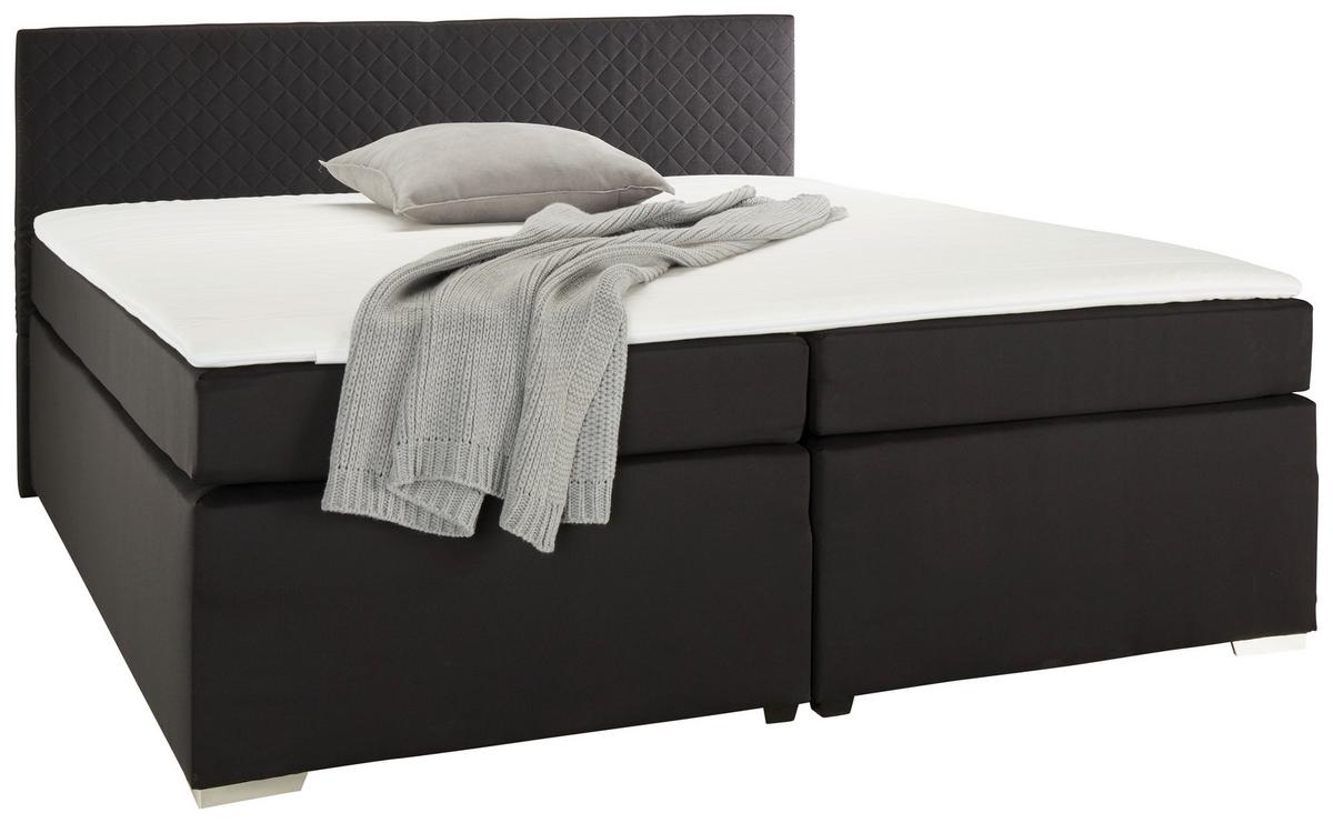 Boxspringbett Mali New Schwarz ca. 160x200cm - Chromfarben/Schwarz, KONVENTIONELL, Textil (160/200cm) - Based