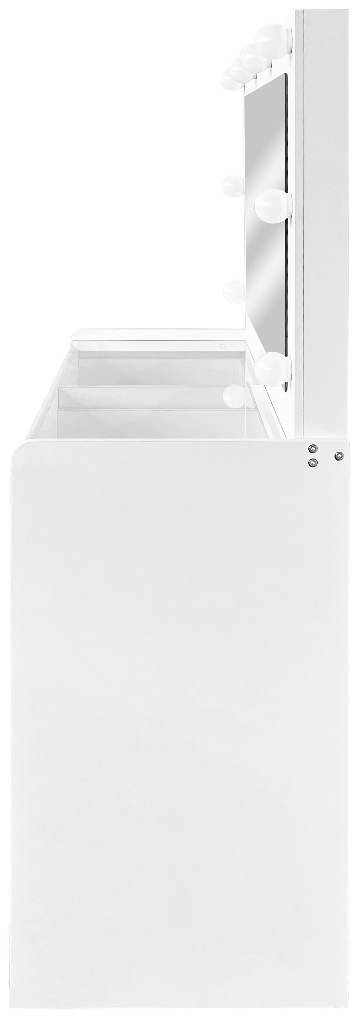 Măsuță de machiaj MILA - alb, Trend, sticlă/material pe bază de lemn (95/140/44cm) - Modern Living