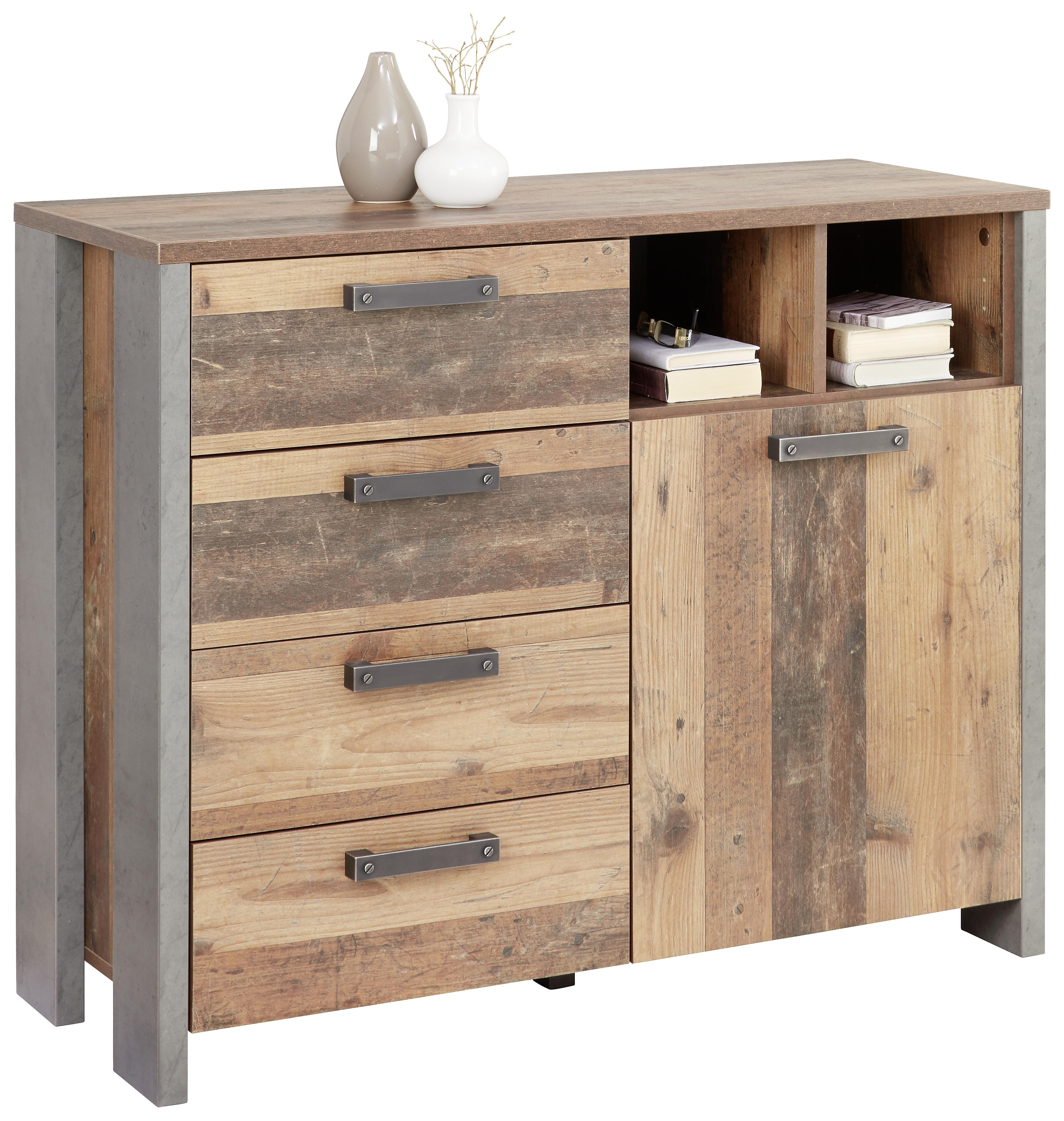 Komoda Baghira - tamnosiva/braon, Konvencionalno, metal/pločasti materijal (106,7/86,3/41,6cm) - Premium Living