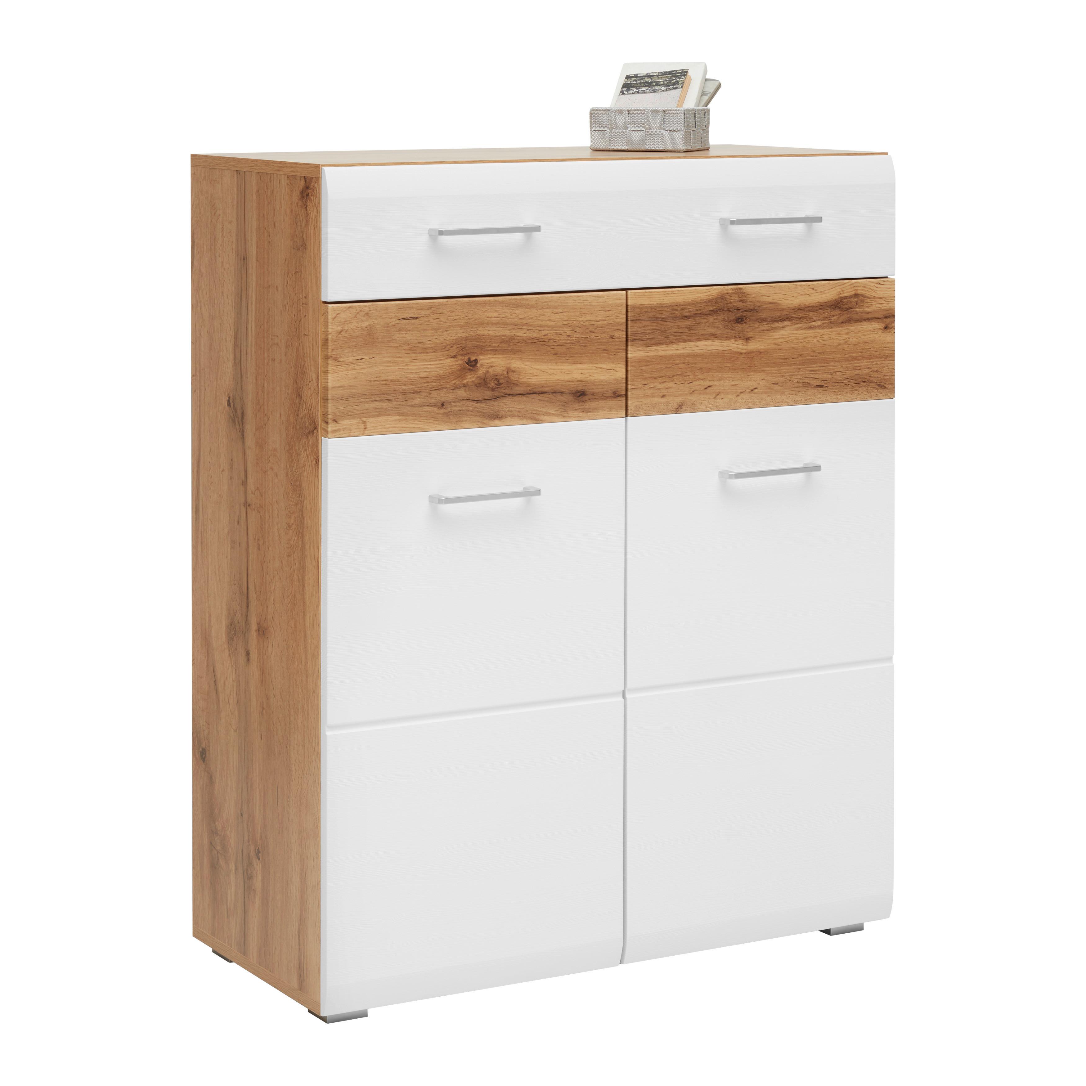 Schuhschrank in Weiß/Eichefarben - KONVENTIONELL, Holzwerkstoff (84/104/40cm) - Mömax